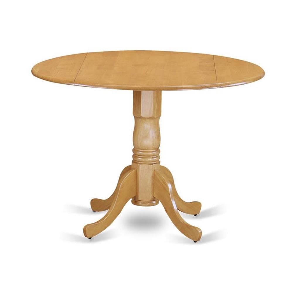 East West Furniture DLBO5-WHI-W 5 Piece Kitchen Table Set for 4 Includes a Round Dining Room Table with Dropleaf and 4 Solid Wood Seat Chairs, 42x42 Inch, Linen White