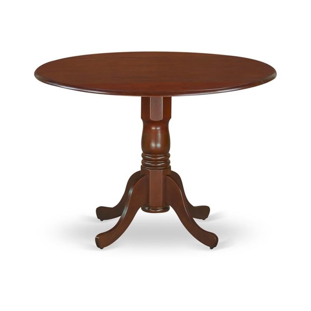 East West Furniture DLBO5-WHI-W 5 Piece Kitchen Table Set for 4 Includes a Round Dining Room Table with Dropleaf and 4 Solid Wood Seat Chairs, 42x42 Inch, Linen White