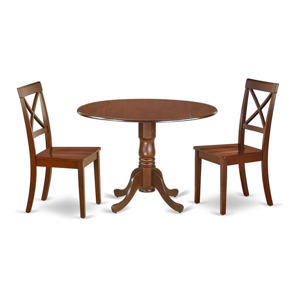 East West Furniture DLBO5-WHI-W 5 Piece Kitchen Table Set for 4 Includes a Round Dining Room Table with Dropleaf and 4 Solid Wood Seat Chairs, 42x42 Inch, Linen White