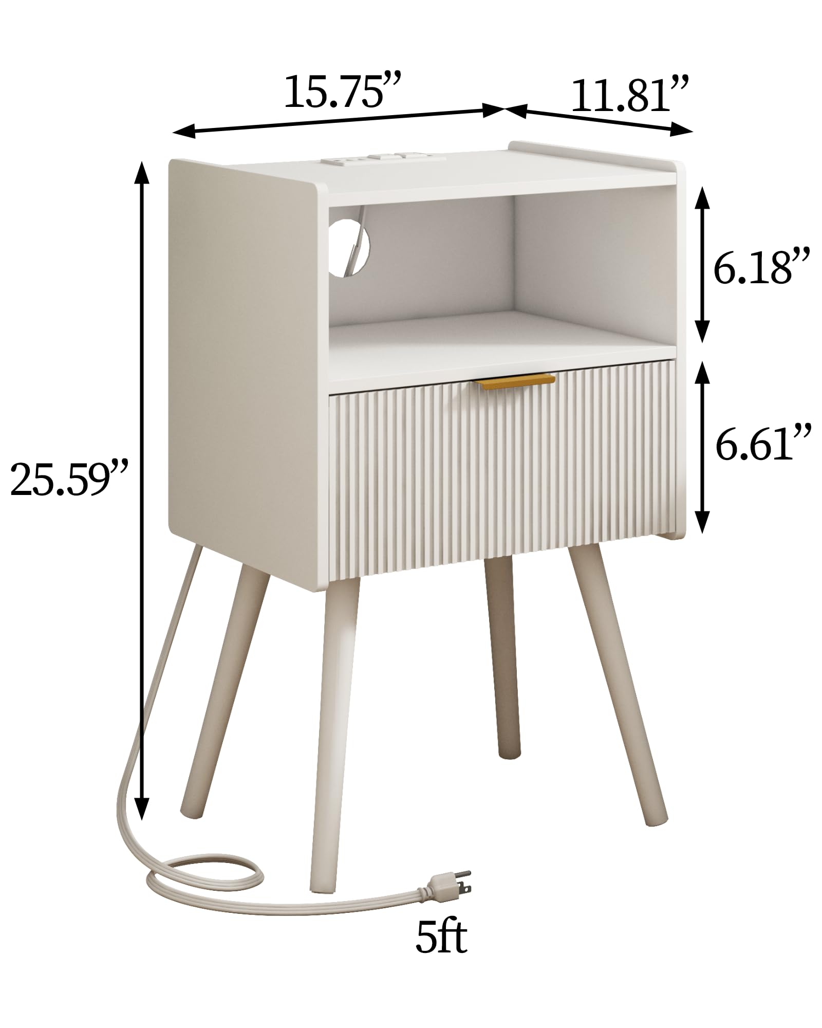 JOONEE Nightstand,Modern Bedside Table with Storage Drawer and Open Wood Shelf, for Living Room, Bedroom and Small Spaces, Accent Night Stand with Solid Wood Legs, Easy Assembly,Walnut Brown