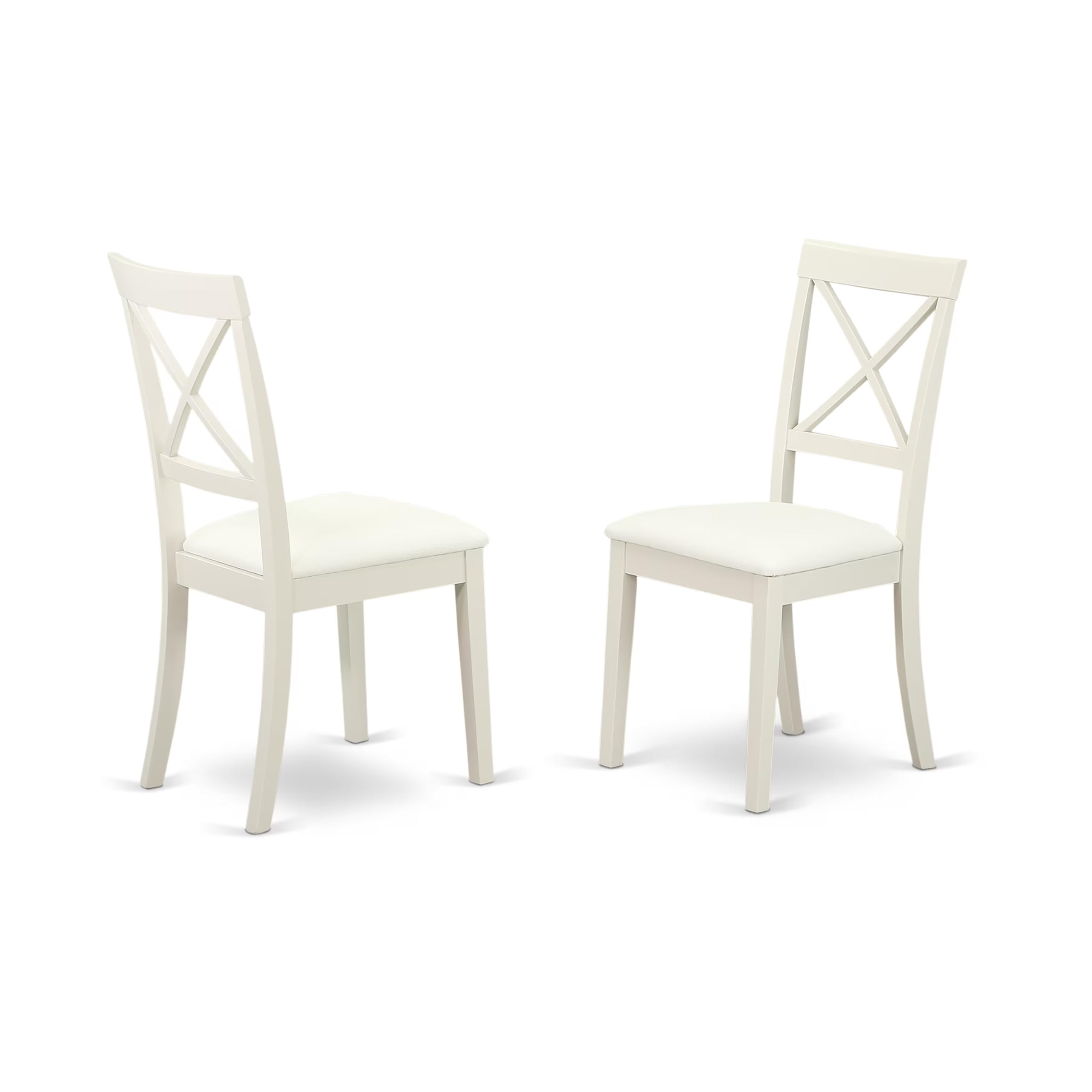 East West Furniture DLBO5-WHI-W 5 Piece Kitchen Table Set for 4 Includes a Round Dining Room Table with Dropleaf and 4 Solid Wood Seat Chairs, 42x42 Inch, Linen White