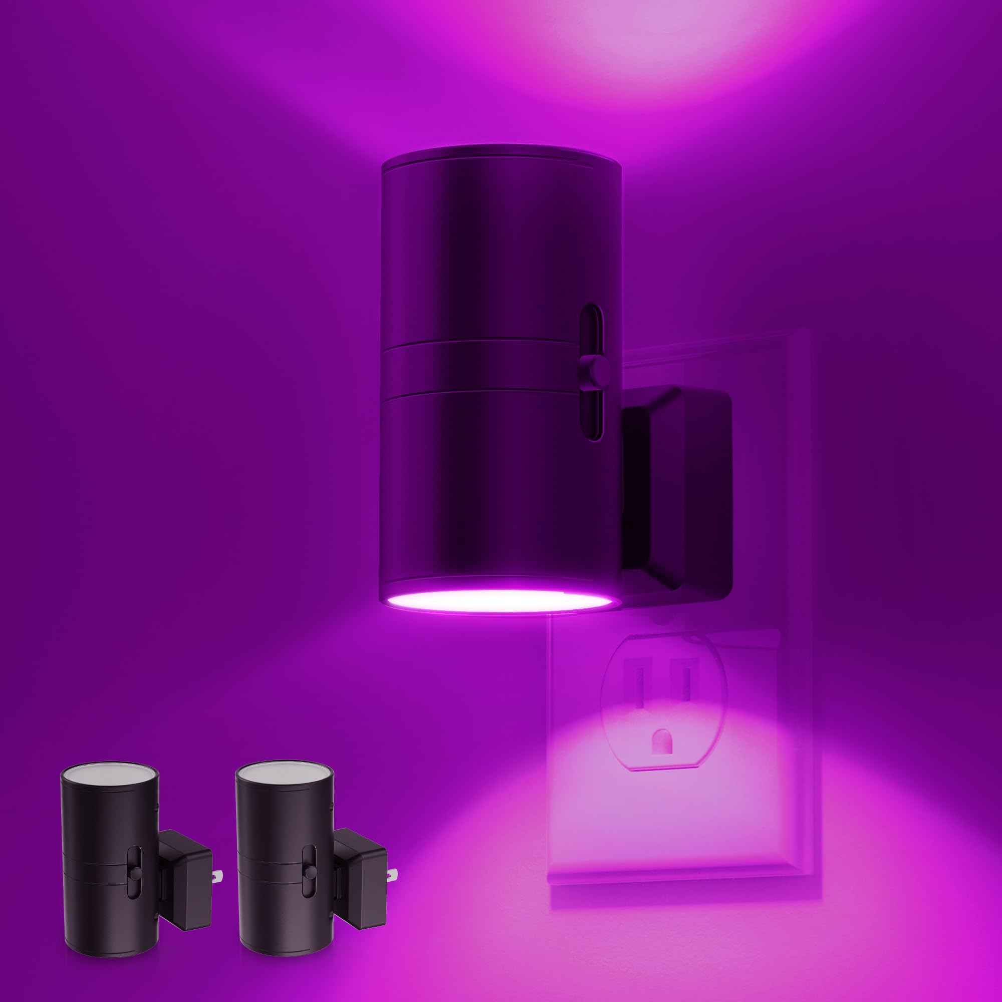 L LOHAS LED Night Light Plug in, Modern Night Lights Plug into Wall, Dusk to Dawn Sensor, Soft White 3000K, 0-100LM Adjustable Brightness, Dimmable Night Lights for Hallway Bedroom Stairway, 2 Pack