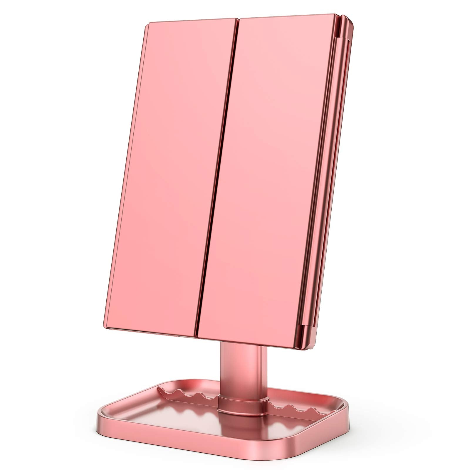 HUONUL Makeup Mirror, Vanity Mirror with Lights, 2X/3X/10X Magnification, Touch Control, Trifold, Dual Power Supply, Birthday Gifts for Women, Wife, Mom, Girls,Dorm Room Essentials