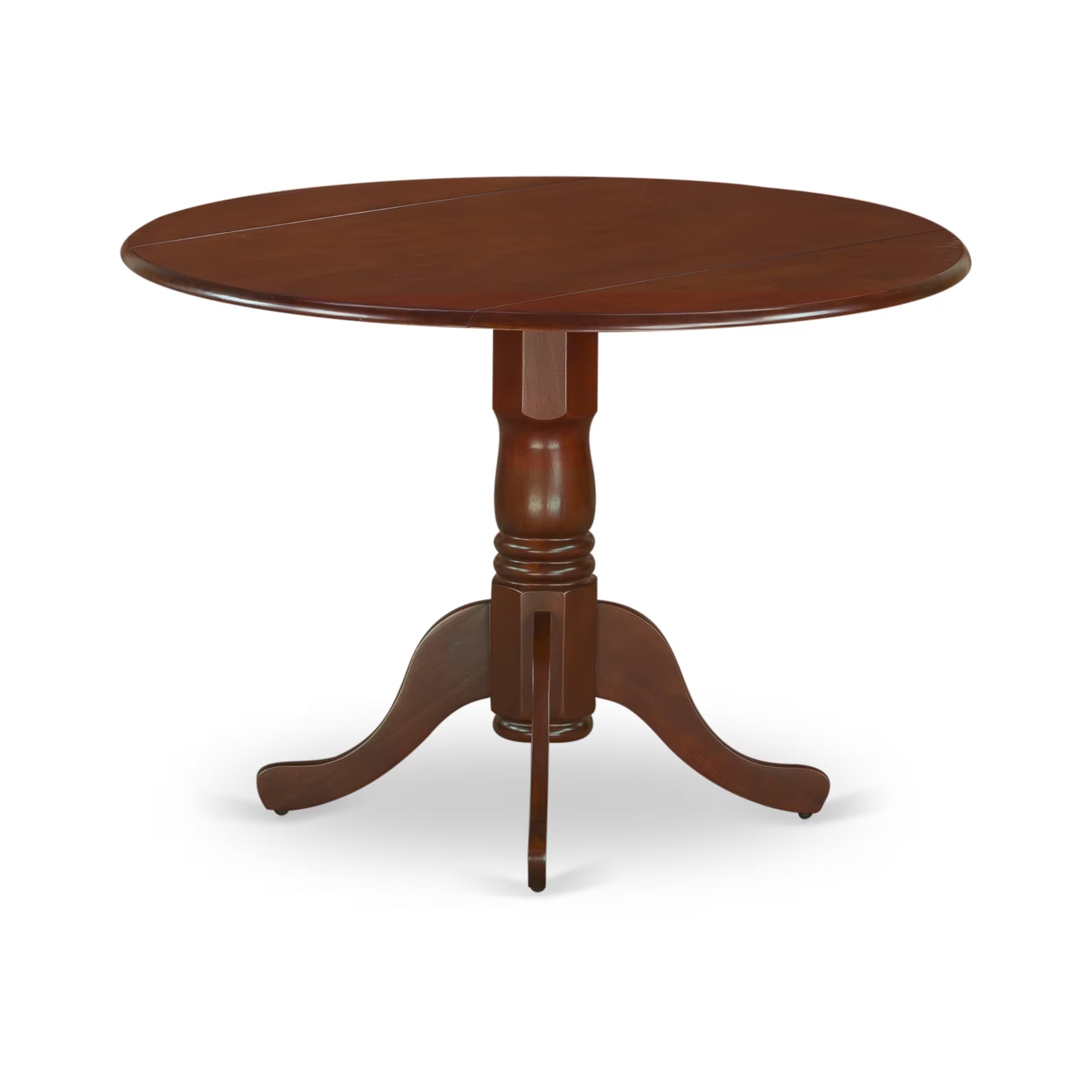 East West Furniture DLBO5-WHI-W 5 Piece Kitchen Table Set for 4 Includes a Round Dining Room Table with Dropleaf and 4 Solid Wood Seat Chairs, 42x42 Inch, Linen White