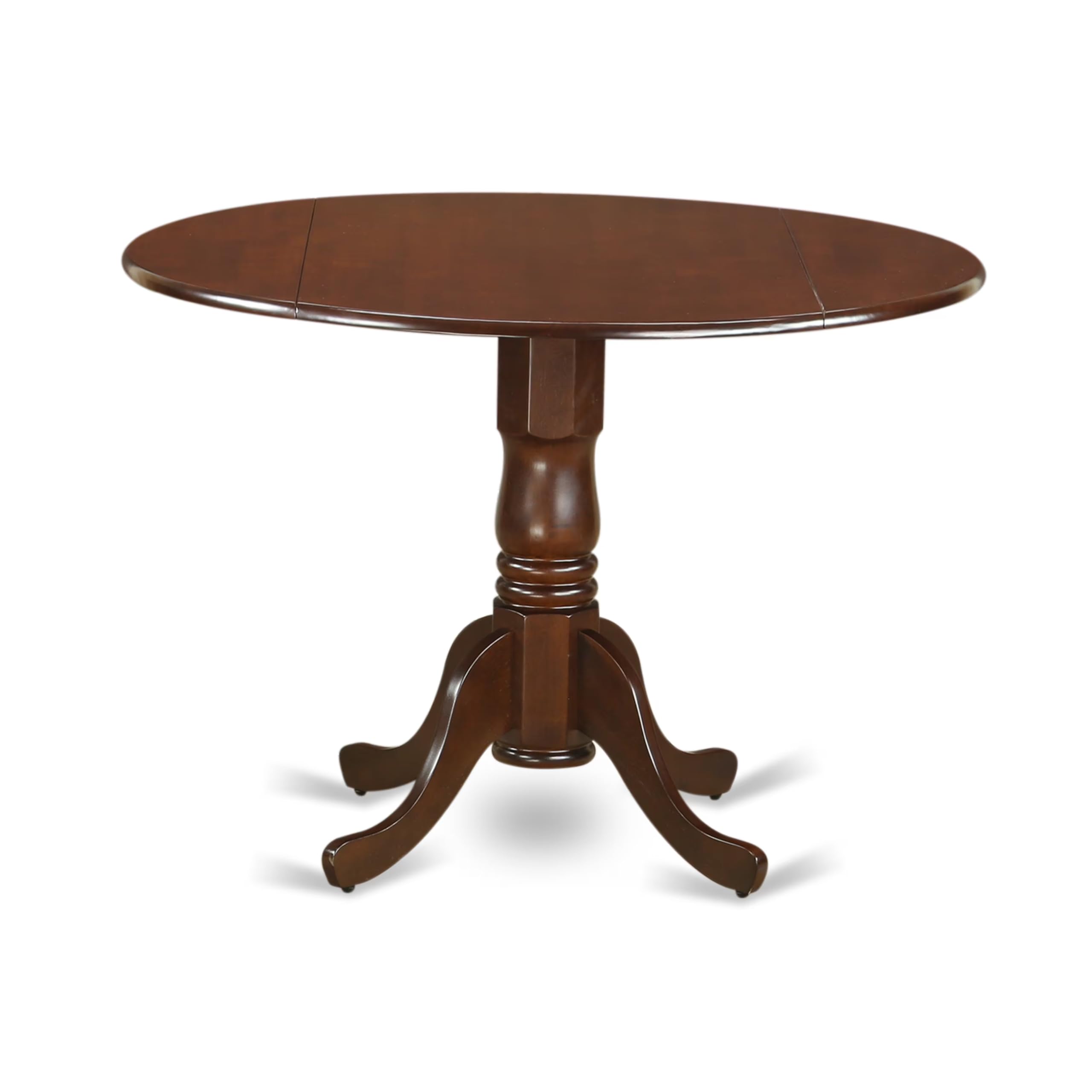 East West Furniture DLBO5-WHI-W 5 Piece Kitchen Table Set for 4 Includes a Round Dining Room Table with Dropleaf and 4 Solid Wood Seat Chairs, 42x42 Inch, Linen White