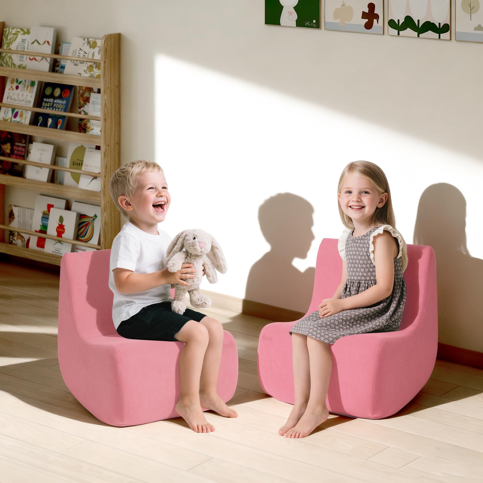 Toddler Chair, Comfy Kids Sofa Chair for Playroom, Supportive Toddler Couch for Boys and Girls with Washable Cover, Small Kids Furniture Sofa for Baby Gift (L-Shape-Blue)