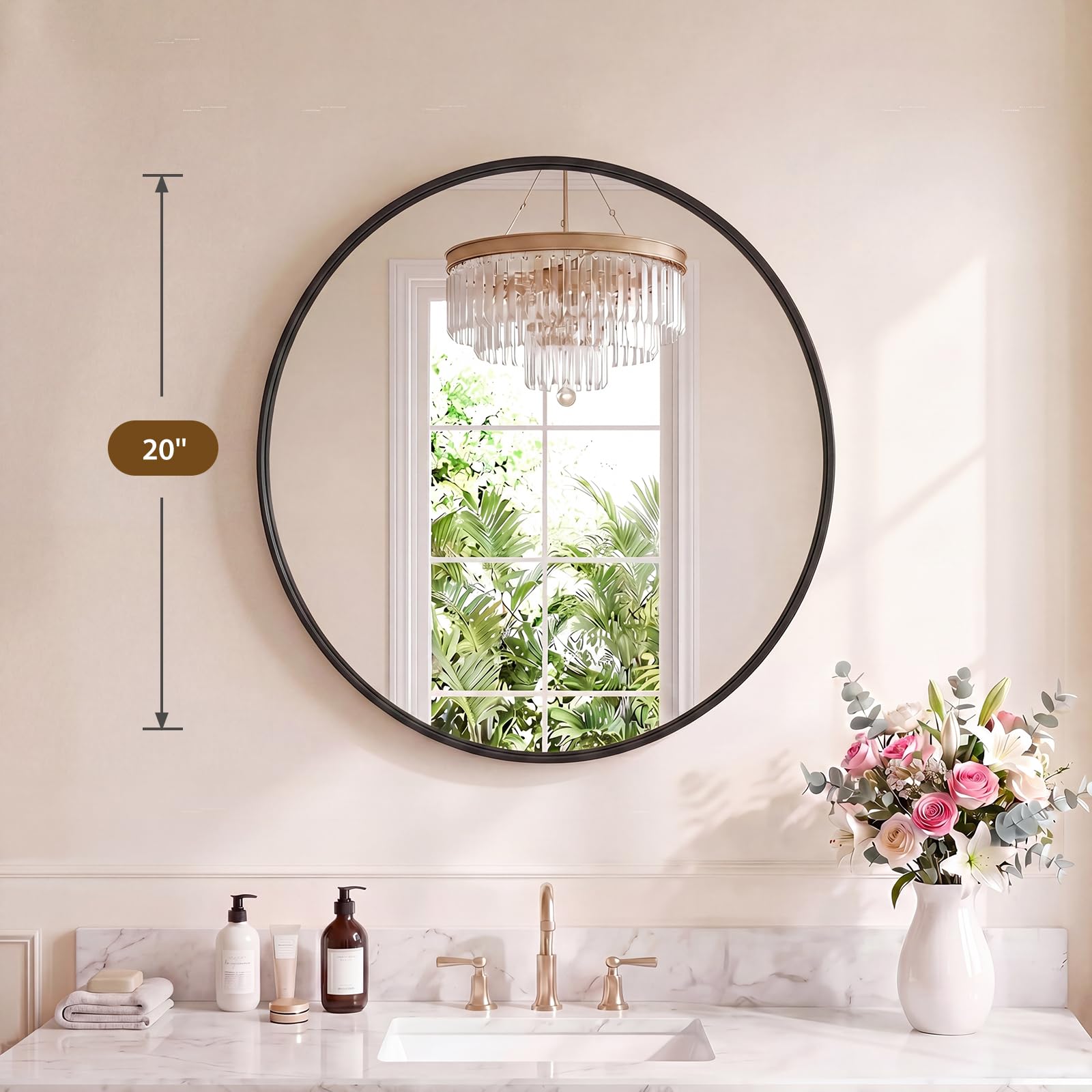 Sweetcrispy 24"x36" Arched Black Bathroom Mirrors for Wall | Bathroom Mirrors for Over Sink, Metal Framed with HD Shatter-Proof Glass for Entryway, Bedroom, Home Decor