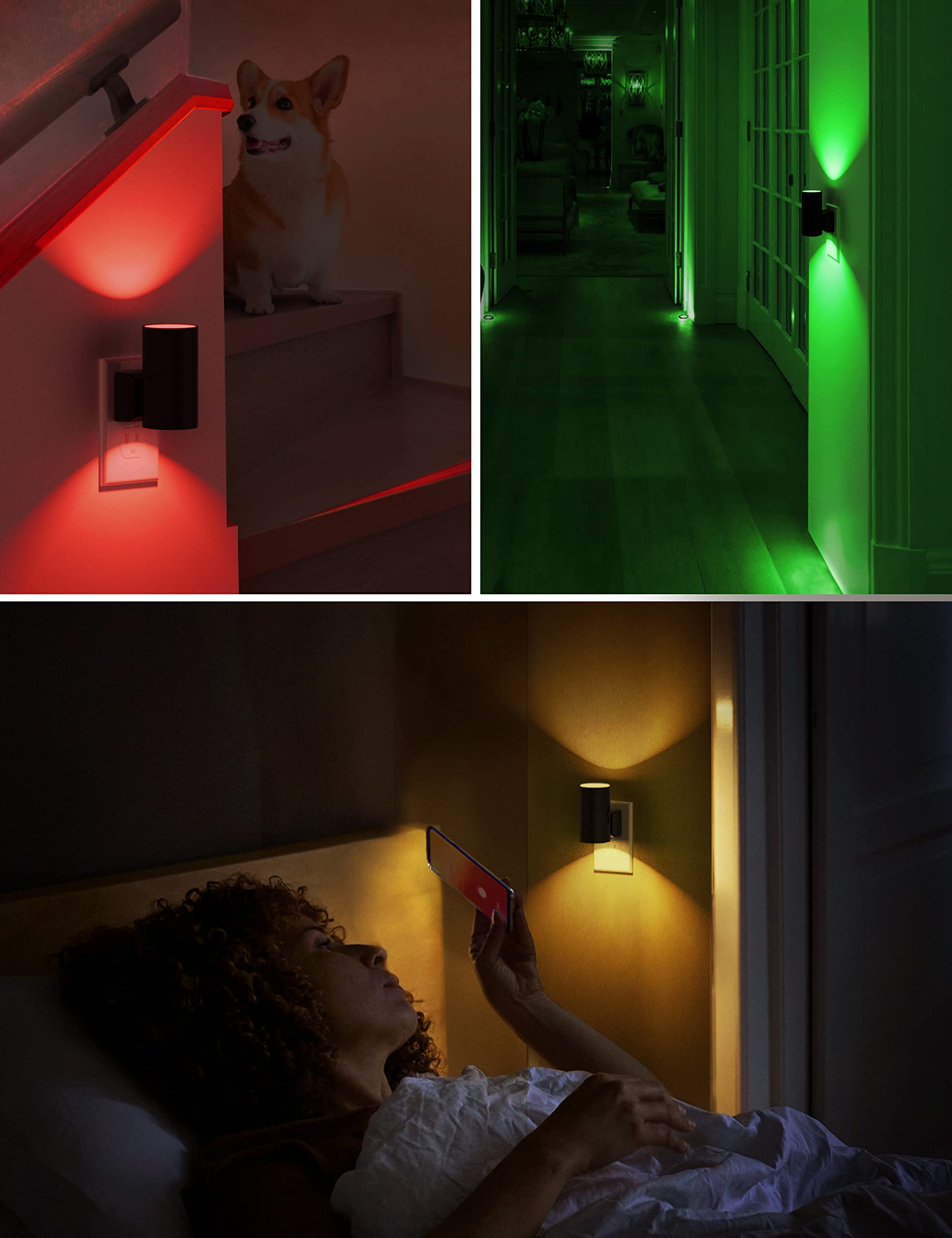 L LOHAS LED Night Light Plug in, Modern Night Lights Plug into Wall, Dusk to Dawn Sensor, Soft White 3000K, 0-100LM Adjustable Brightness, Dimmable Night Lights for Hallway Bedroom Stairway, 2 Pack