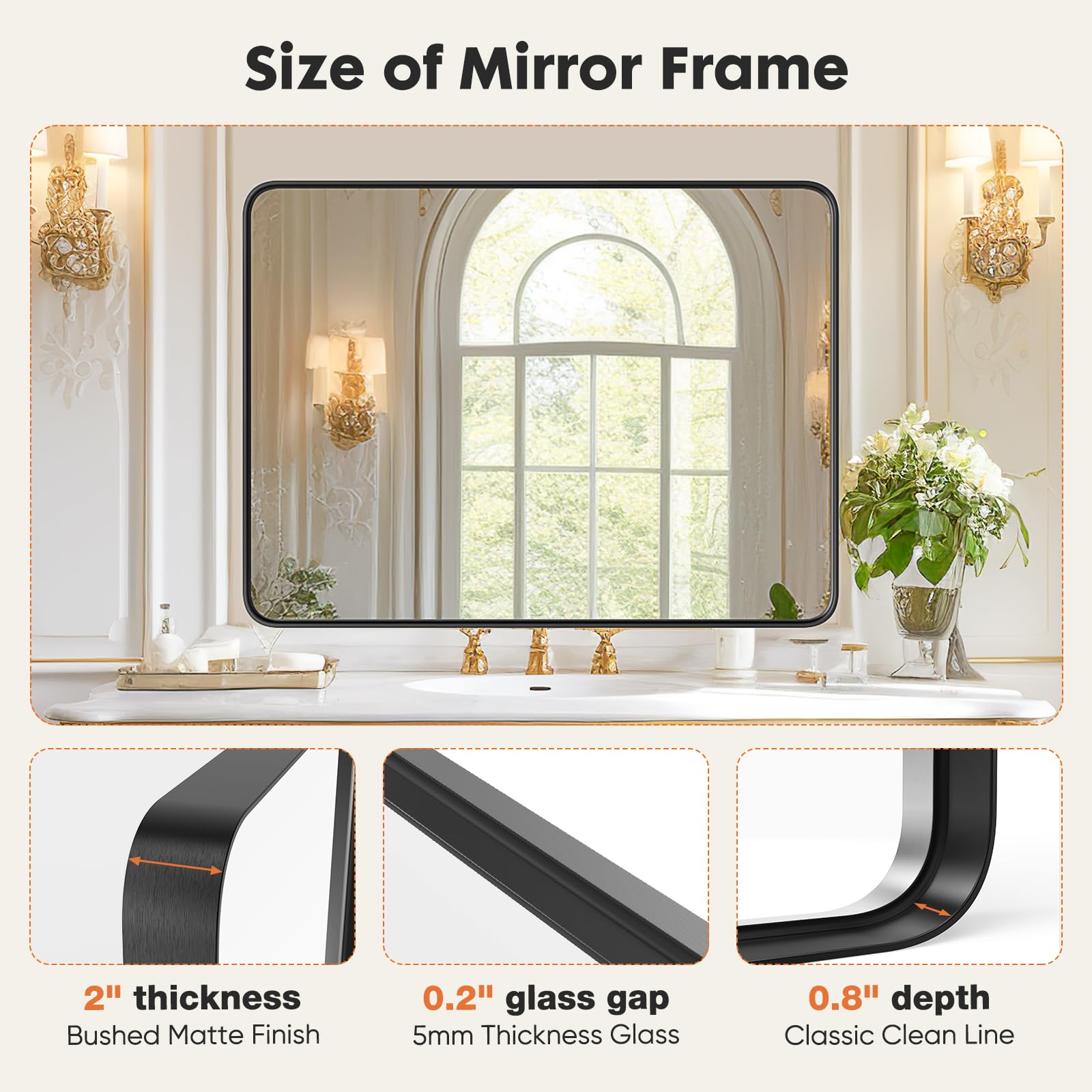 Sweetcrispy 24"x36" Arched Black Bathroom Mirrors for Wall | Bathroom Mirrors for Over Sink, Metal Framed with HD Shatter-Proof Glass for Entryway, Bedroom, Home Decor