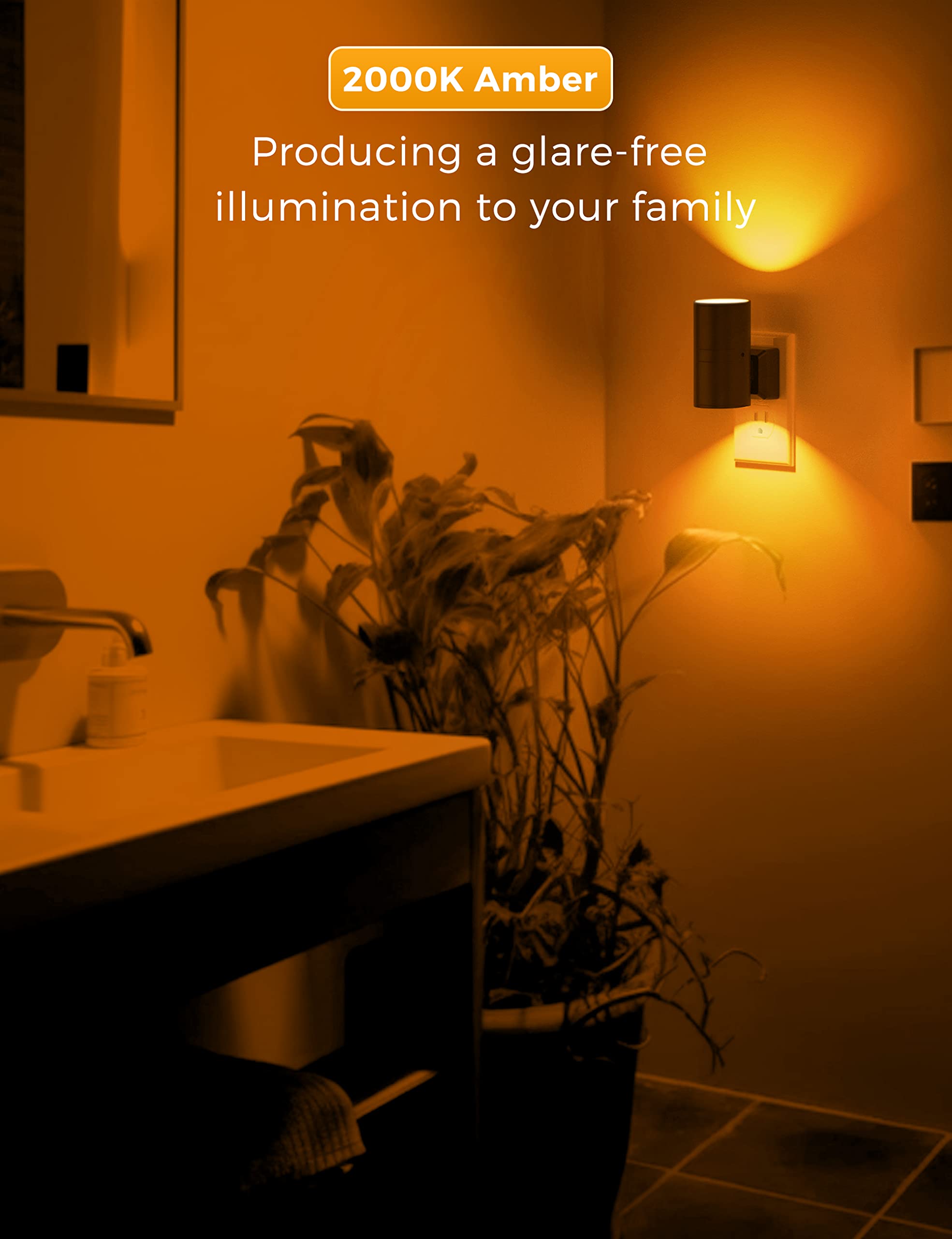 L LOHAS LED Night Light Plug in, Modern Night Lights Plug into Wall, Dusk to Dawn Sensor, Soft White 3000K, 0-100LM Adjustable Brightness, Dimmable Night Lights for Hallway Bedroom Stairway, 2 Pack