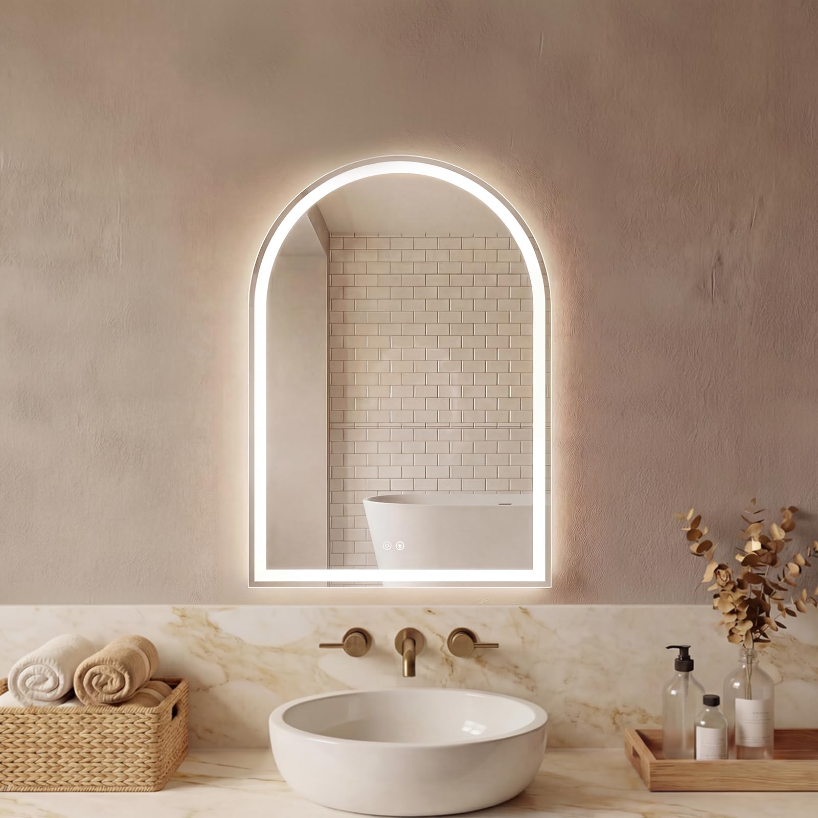 Sweetcrispy 24"x36" Arched Black Bathroom Mirrors for Wall | Bathroom Mirrors for Over Sink, Metal Framed with HD Shatter-Proof Glass for Entryway, Bedroom, Home Decor