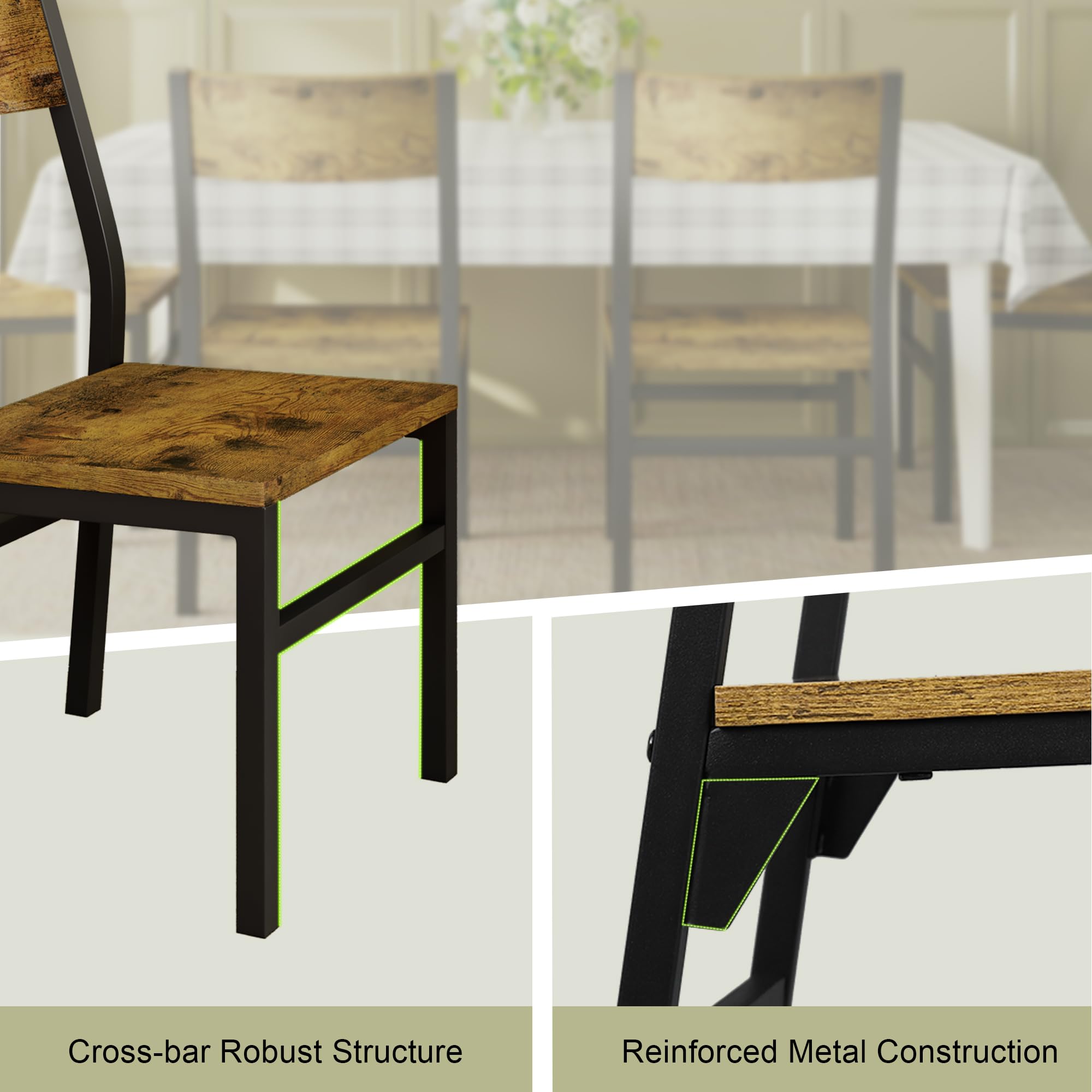 Feonase Dining Chairs Set of 6, Modern Kitchen Chairs with Ergonomic Backrest, MDF Board and Metal Legs, Dinner Chairs for Dining Room, Kitchen and Living Room, Walnut