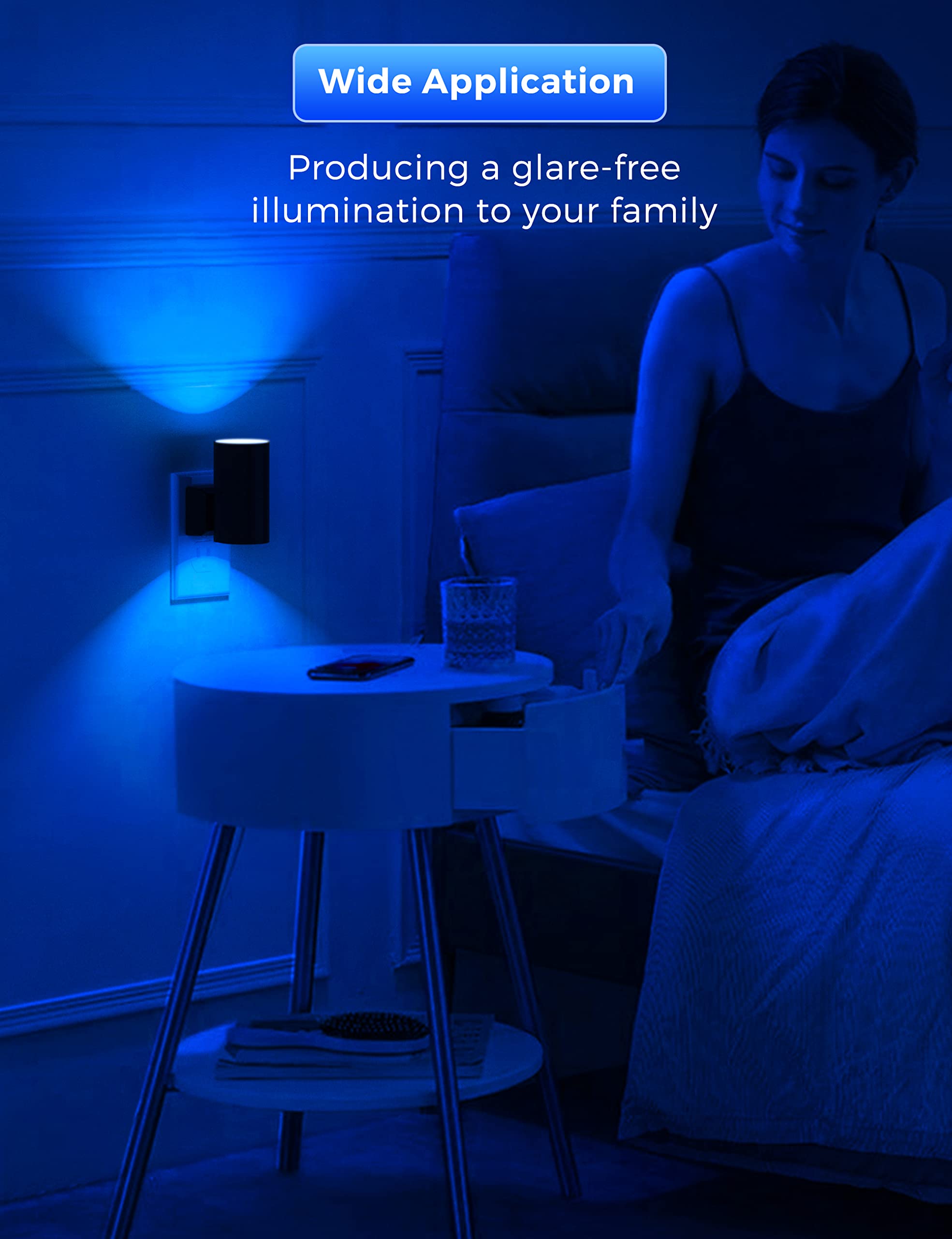 L LOHAS LED Night Light Plug in, Modern Night Lights Plug into Wall, Dusk to Dawn Sensor, Soft White 3000K, 0-100LM Adjustable Brightness, Dimmable Night Lights for Hallway Bedroom Stairway, 2 Pack