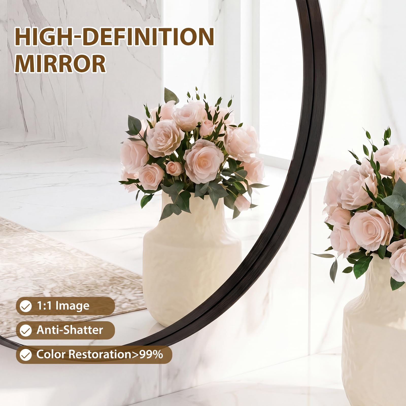 Sweetcrispy 24"x36" Arched Black Bathroom Mirrors for Wall | Bathroom Mirrors for Over Sink, Metal Framed with HD Shatter-Proof Glass for Entryway, Bedroom, Home Decor