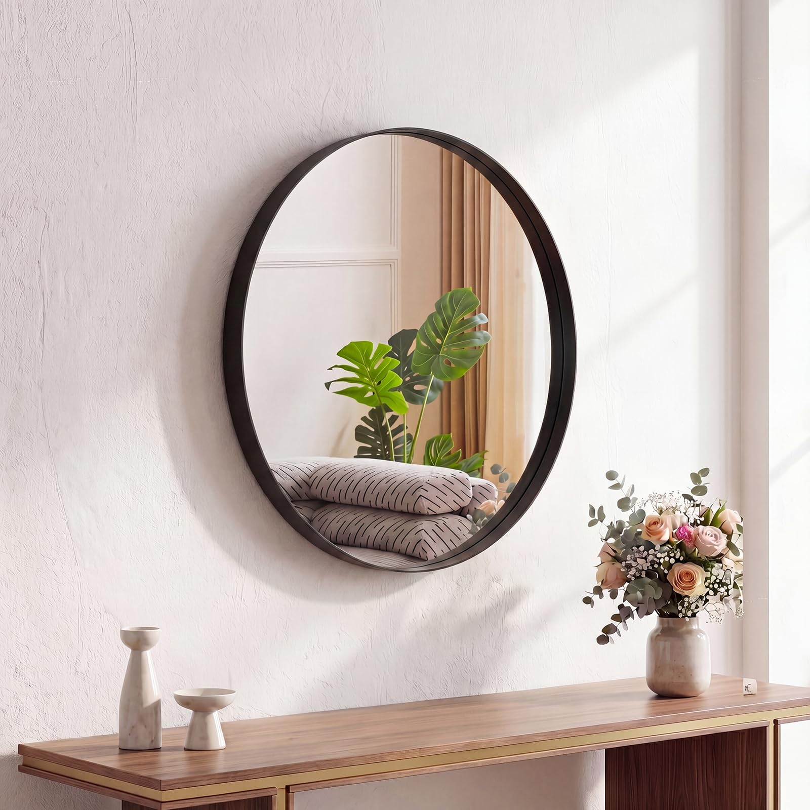 Sweetcrispy 24"x36" Arched Black Bathroom Mirrors for Wall | Bathroom Mirrors for Over Sink, Metal Framed with HD Shatter-Proof Glass for Entryway, Bedroom, Home Decor