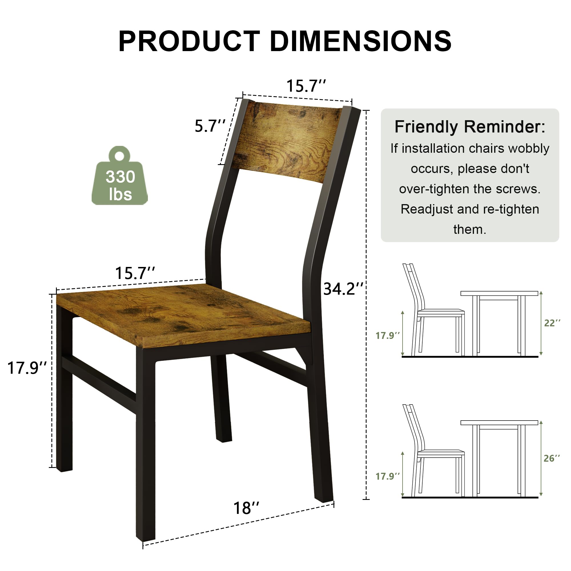 Feonase Dining Chairs Set of 6, Modern Kitchen Chairs with Ergonomic Backrest, MDF Board and Metal Legs, Dinner Chairs for Dining Room, Kitchen and Living Room, Walnut