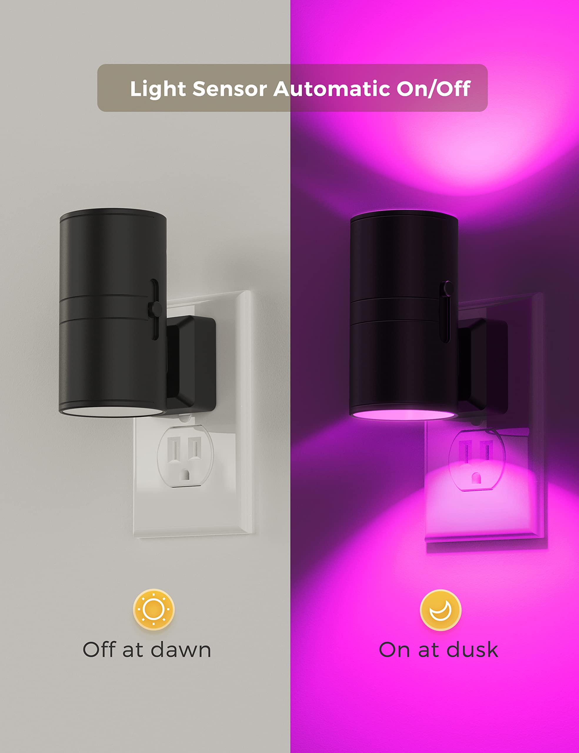 L LOHAS LED Night Light Plug in, Modern Night Lights Plug into Wall, Dusk to Dawn Sensor, Soft White 3000K, 0-100LM Adjustable Brightness, Dimmable Night Lights for Hallway Bedroom Stairway, 2 Pack