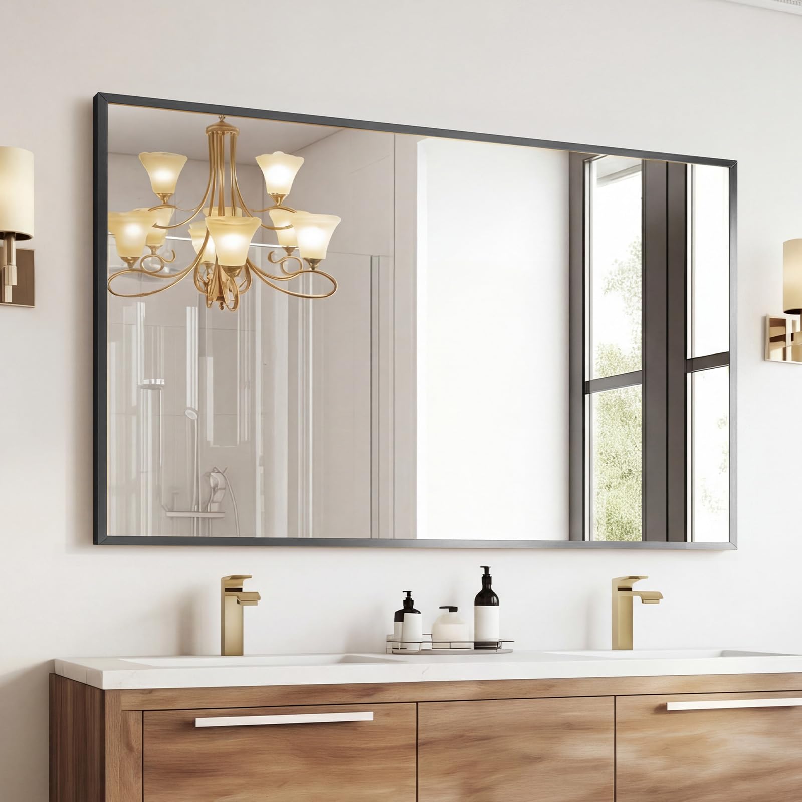 Sweetcrispy 24"x36" Arched Black Bathroom Mirrors for Wall | Bathroom Mirrors for Over Sink, Metal Framed with HD Shatter-Proof Glass for Entryway, Bedroom, Home Decor