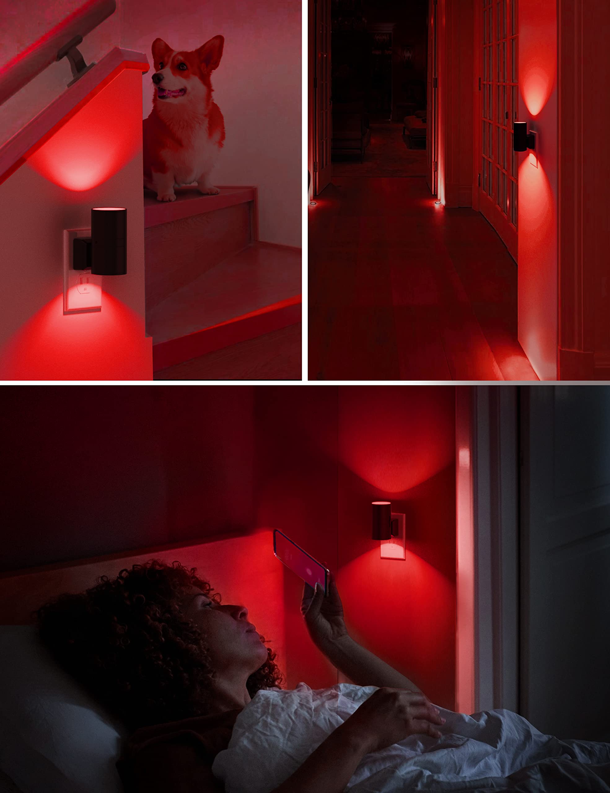 L LOHAS LED Night Light Plug in, Modern Night Lights Plug into Wall, Dusk to Dawn Sensor, Soft White 3000K, 0-100LM Adjustable Brightness, Dimmable Night Lights for Hallway Bedroom Stairway, 2 Pack