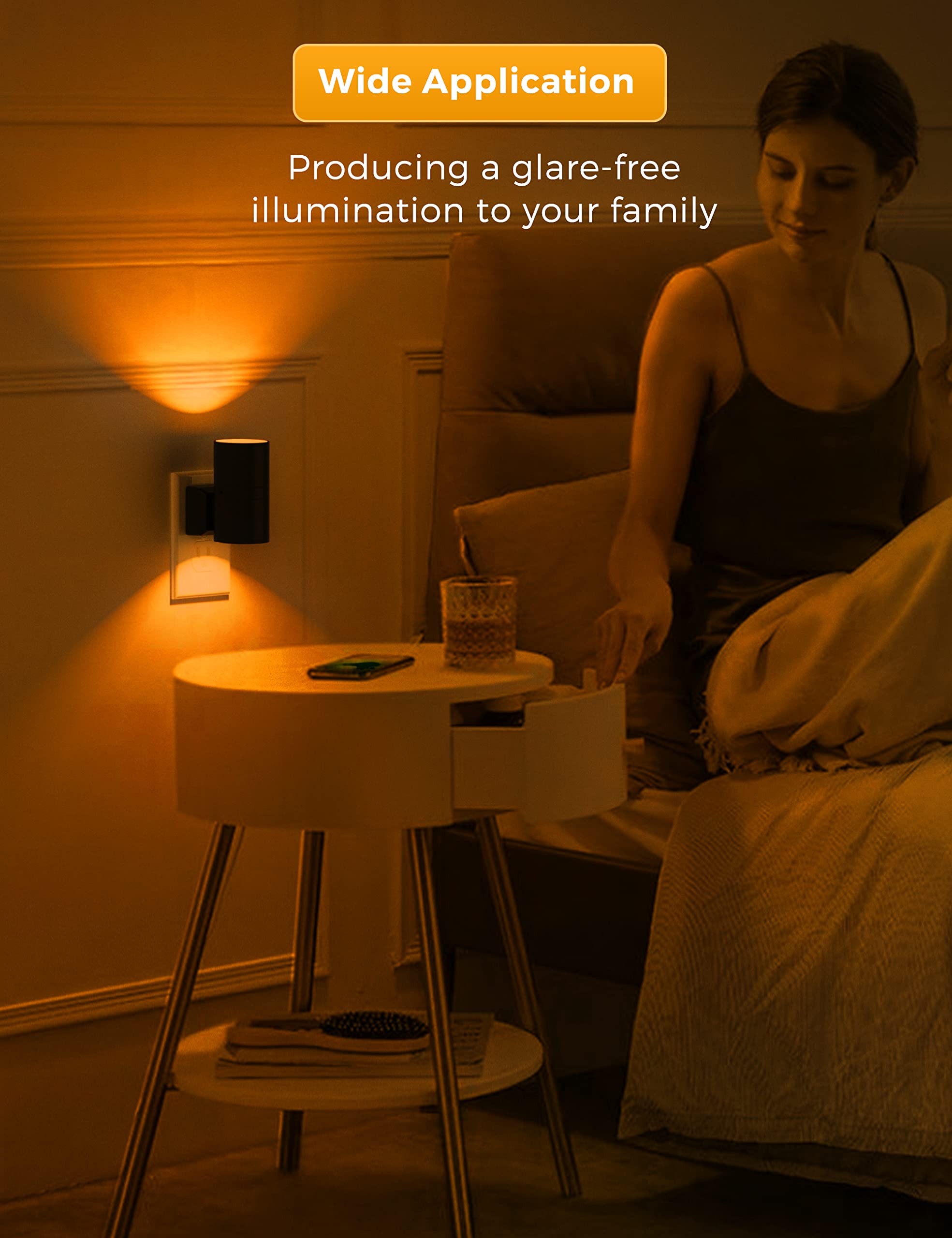 L LOHAS LED Night Light Plug in, Modern Night Lights Plug into Wall, Dusk to Dawn Sensor, Soft White 3000K, 0-100LM Adjustable Brightness, Dimmable Night Lights for Hallway Bedroom Stairway, 2 Pack