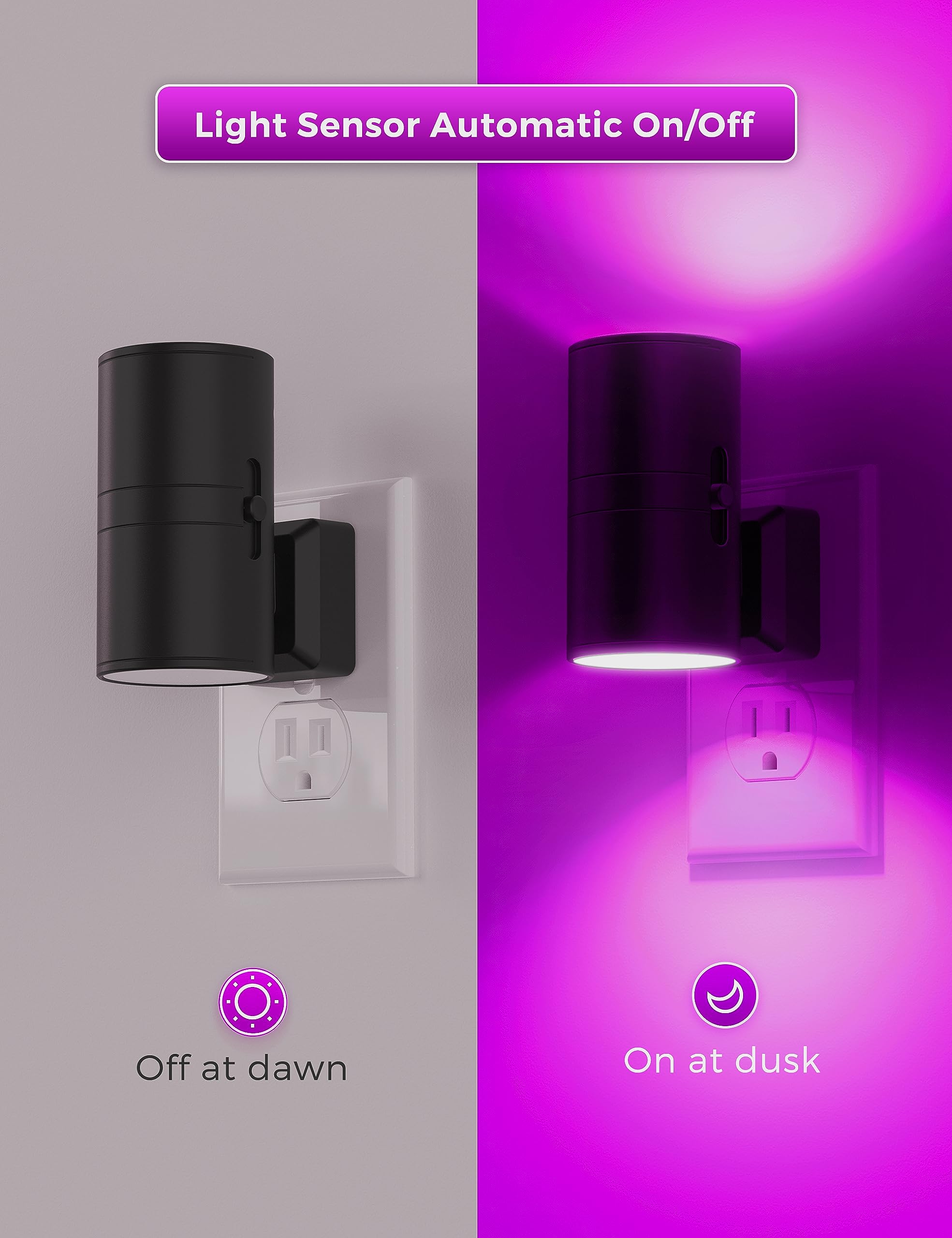 L LOHAS LED Night Light Plug in, Modern Night Lights Plug into Wall, Dusk to Dawn Sensor, Soft White 3000K, 0-100LM Adjustable Brightness, Dimmable Night Lights for Hallway Bedroom Stairway, 2 Pack