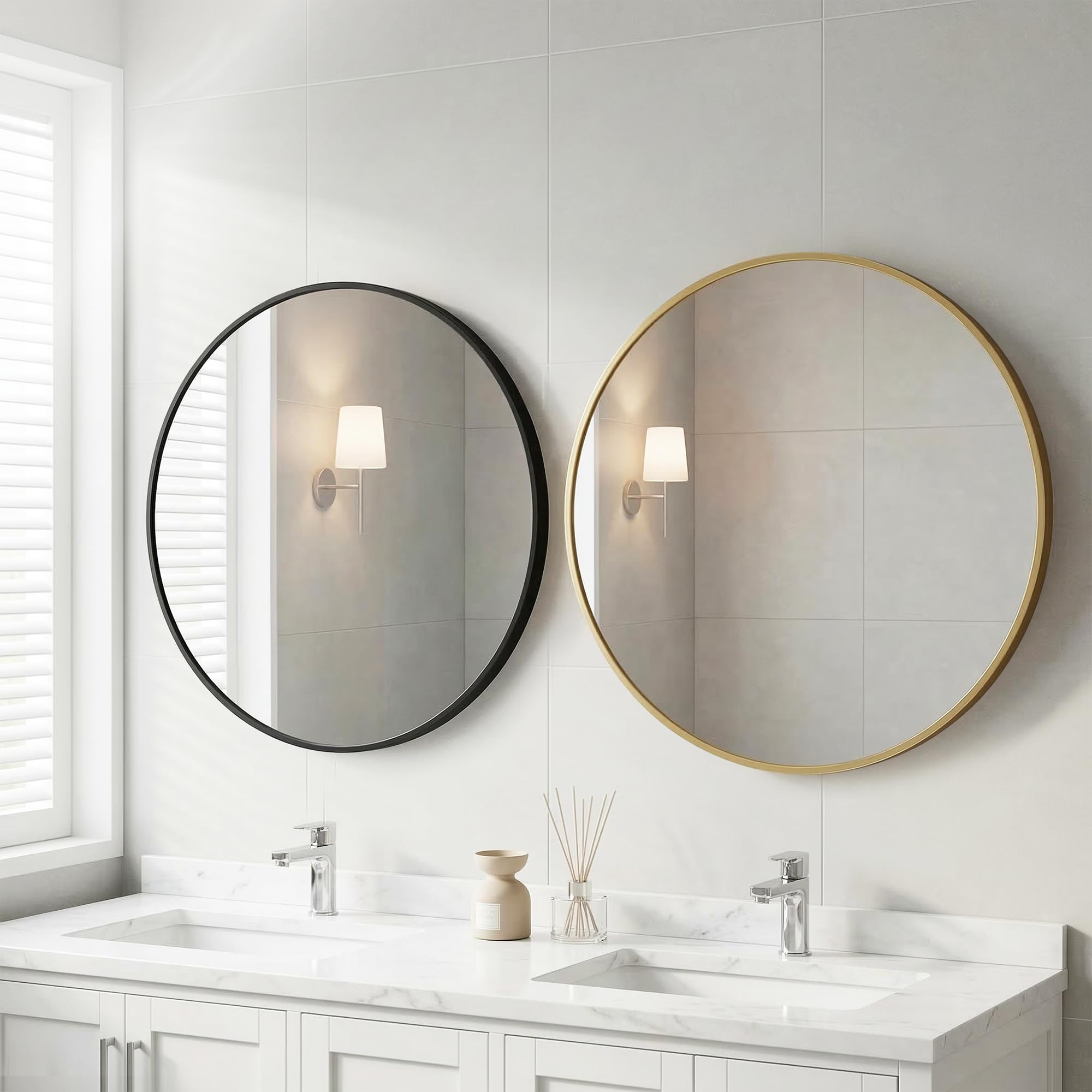 Sweetcrispy 24"x36" Arched Black Bathroom Mirrors for Wall | Bathroom Mirrors for Over Sink, Metal Framed with HD Shatter-Proof Glass for Entryway, Bedroom, Home Decor