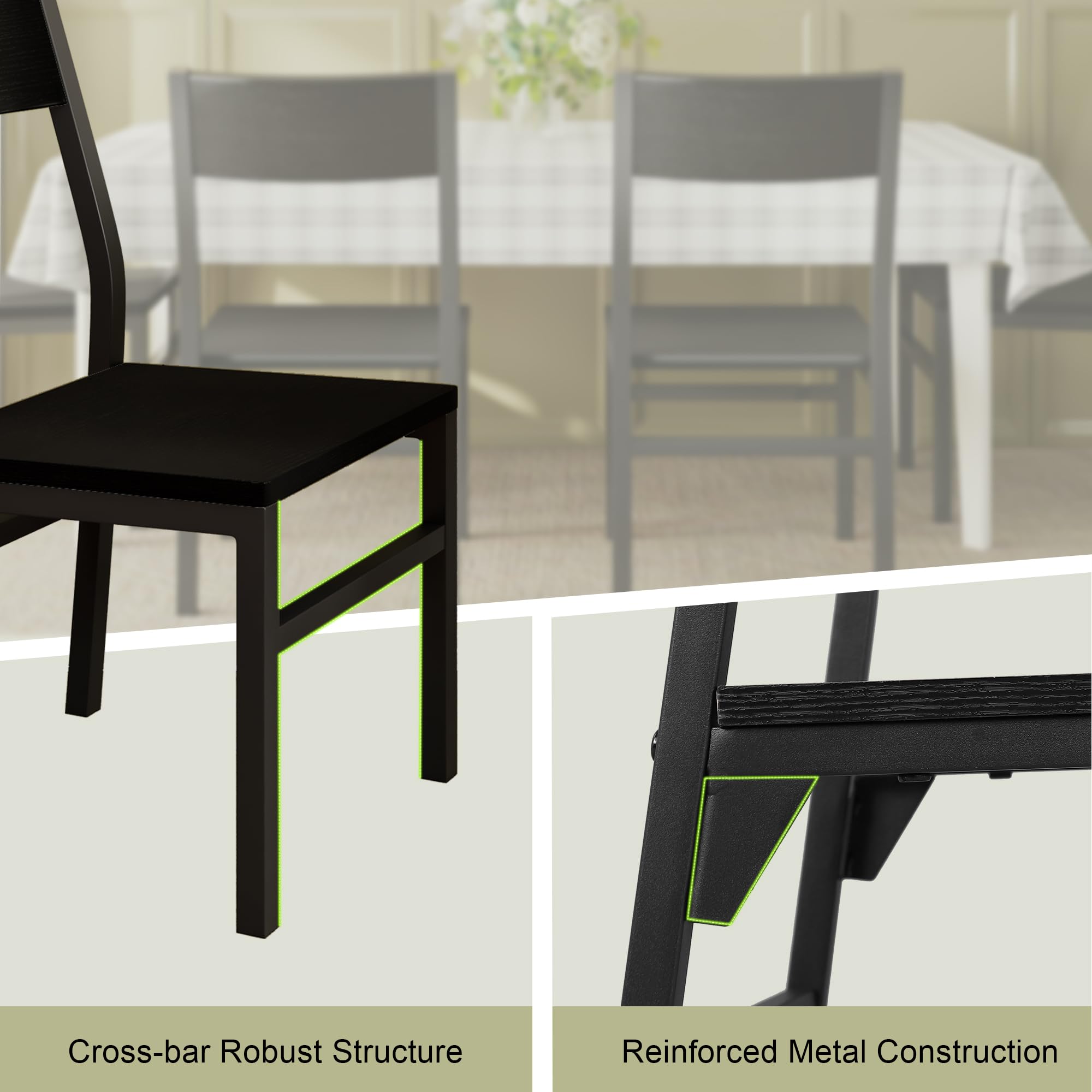 Feonase Dining Chairs Set of 6, Modern Kitchen Chairs with Ergonomic Backrest, MDF Board and Metal Legs, Dinner Chairs for Dining Room, Kitchen and Living Room, Walnut