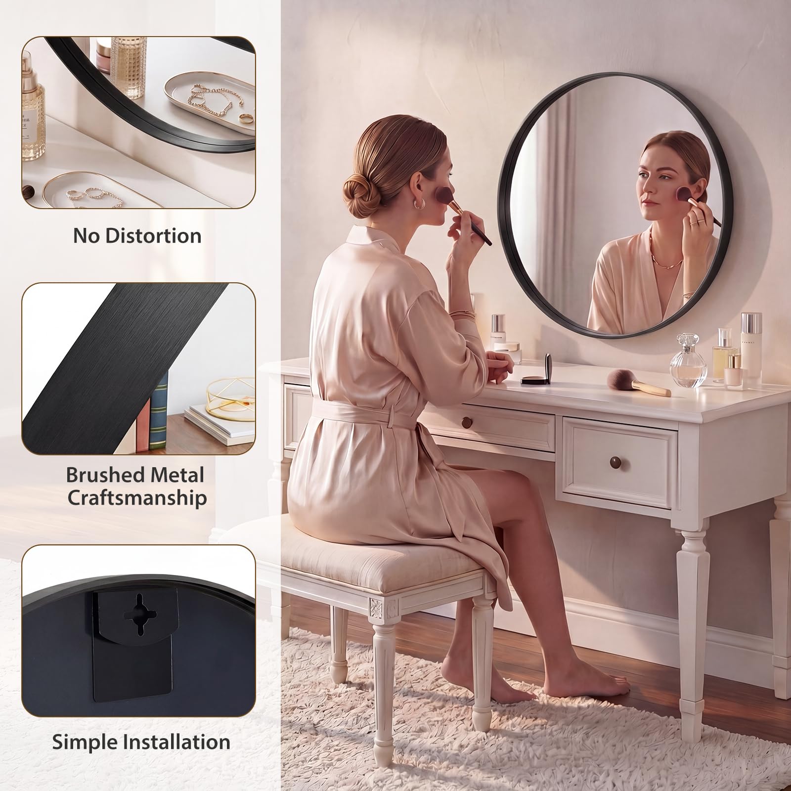 Sweetcrispy 24"x36" Arched Black Bathroom Mirrors for Wall | Bathroom Mirrors for Over Sink, Metal Framed with HD Shatter-Proof Glass for Entryway, Bedroom, Home Decor