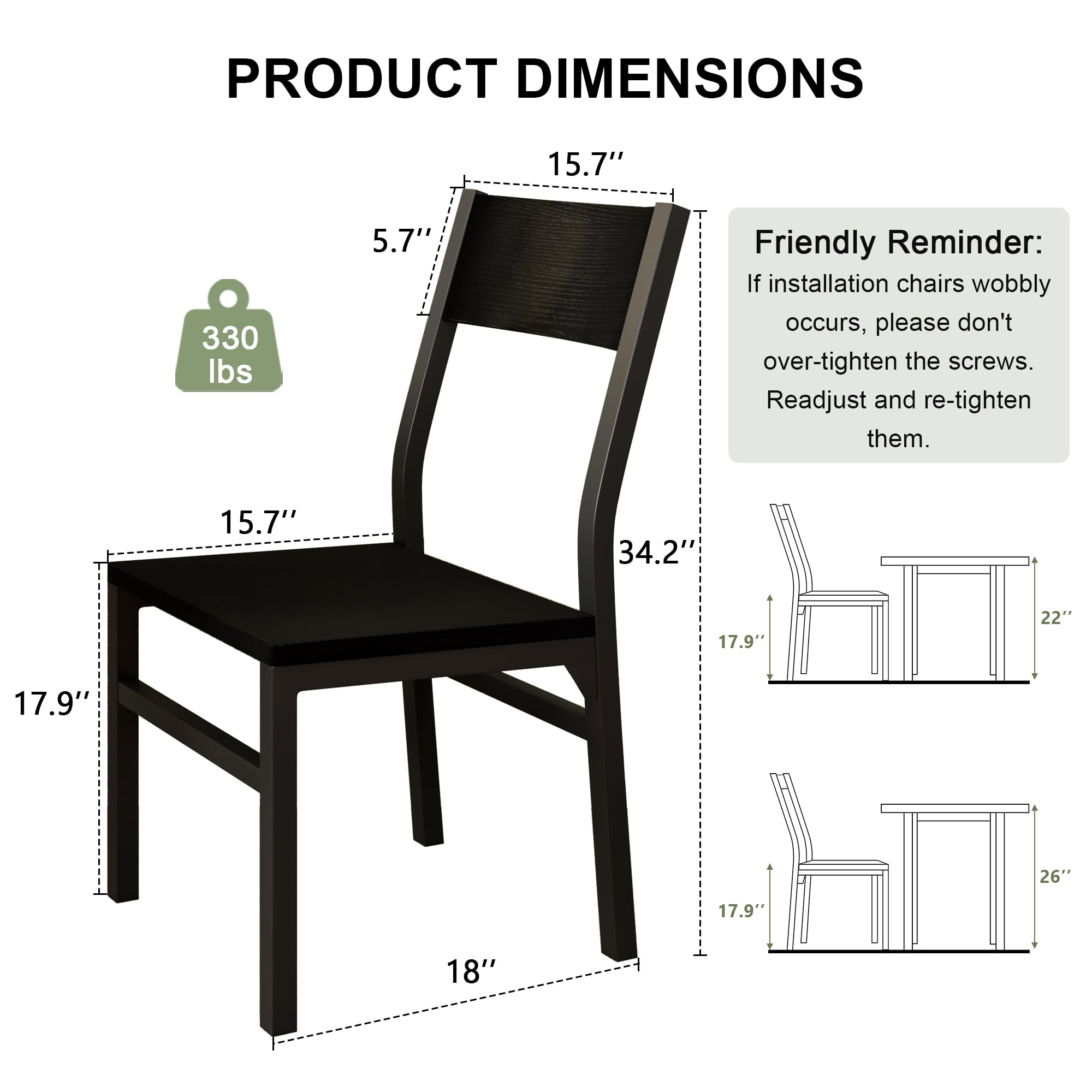 Feonase Dining Chairs Set of 6, Modern Kitchen Chairs with Ergonomic Backrest, MDF Board and Metal Legs, Dinner Chairs for Dining Room, Kitchen and Living Room, Walnut