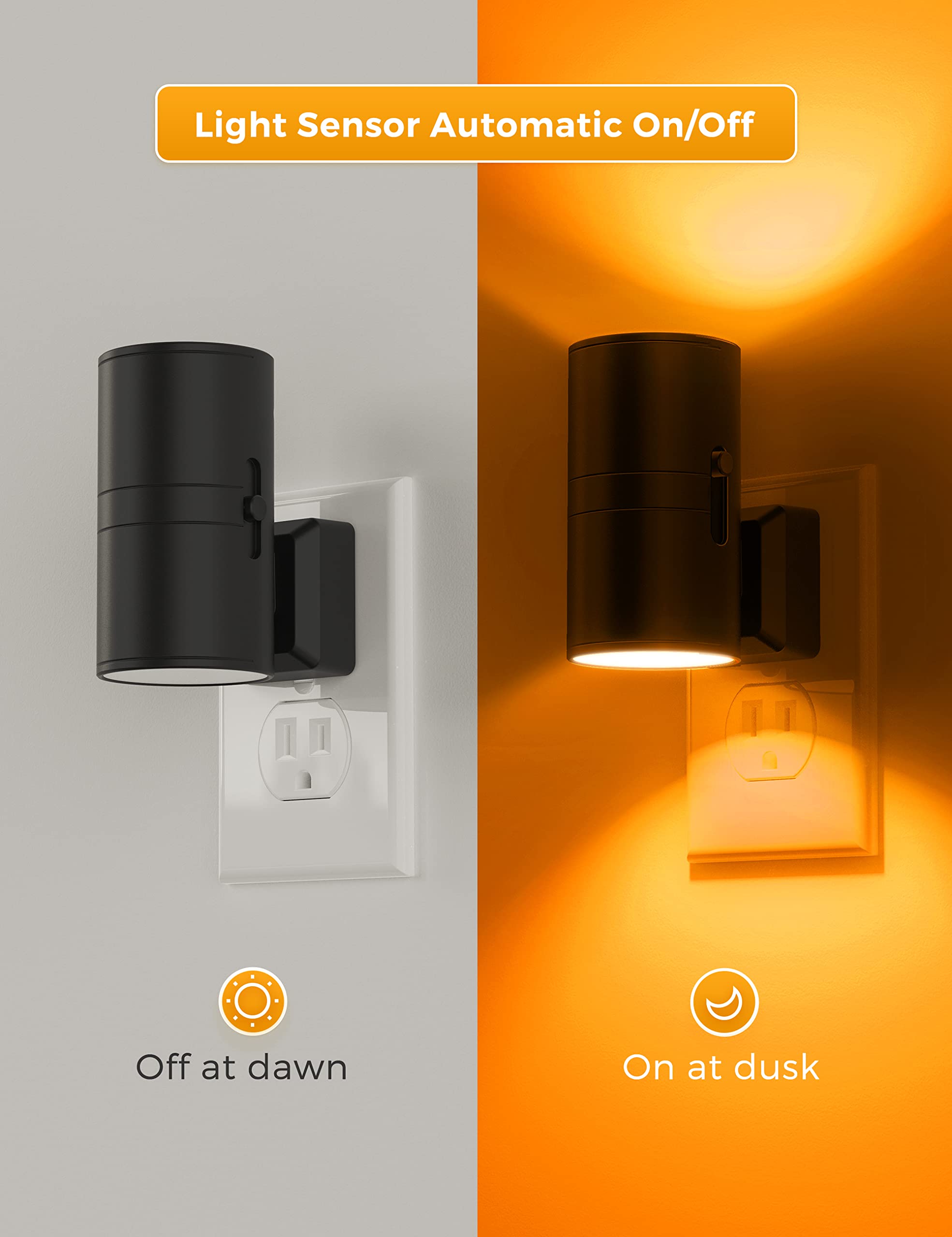 L LOHAS LED Night Light Plug in, Modern Night Lights Plug into Wall, Dusk to Dawn Sensor, Soft White 3000K, 0-100LM Adjustable Brightness, Dimmable Night Lights for Hallway Bedroom Stairway, 2 Pack