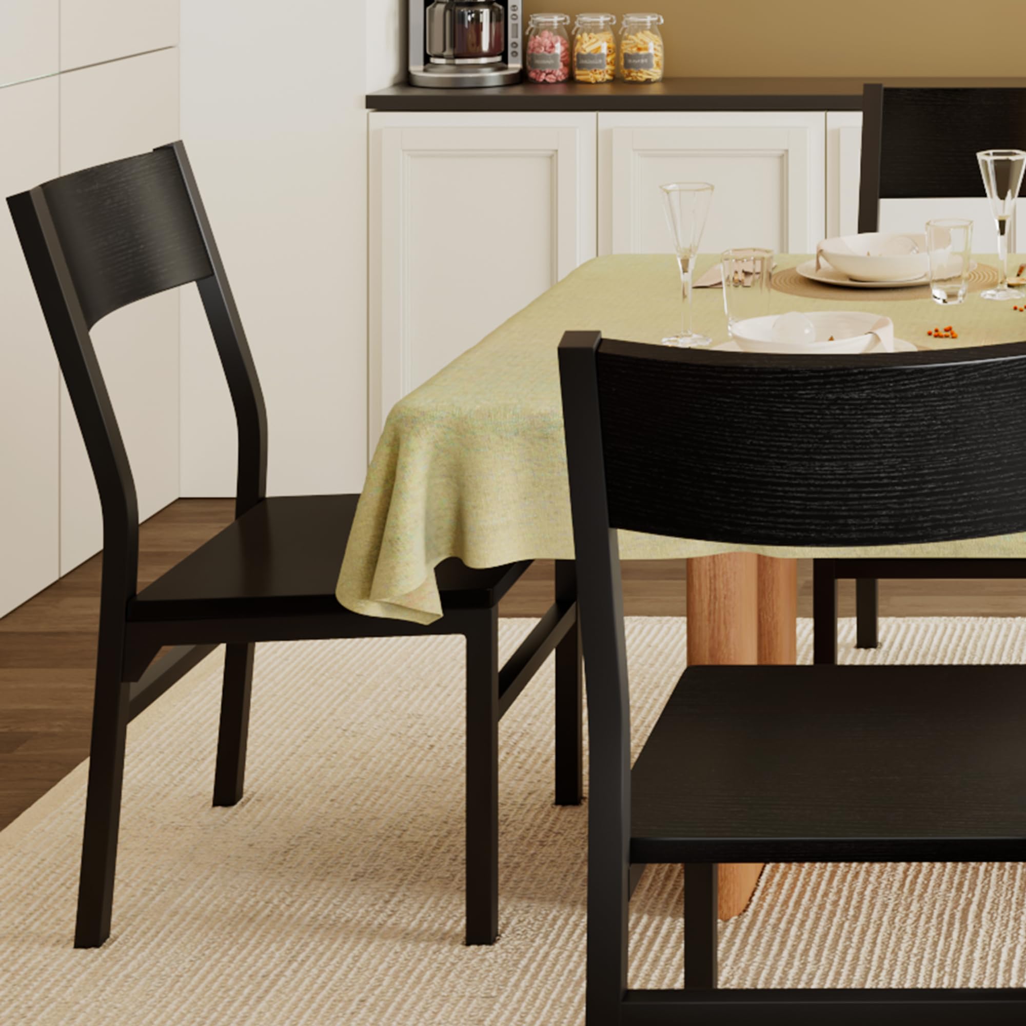 Feonase Dining Chairs Set of 6, Modern Kitchen Chairs with Ergonomic Backrest, MDF Board and Metal Legs, Dinner Chairs for Dining Room, Kitchen and Living Room, Walnut
