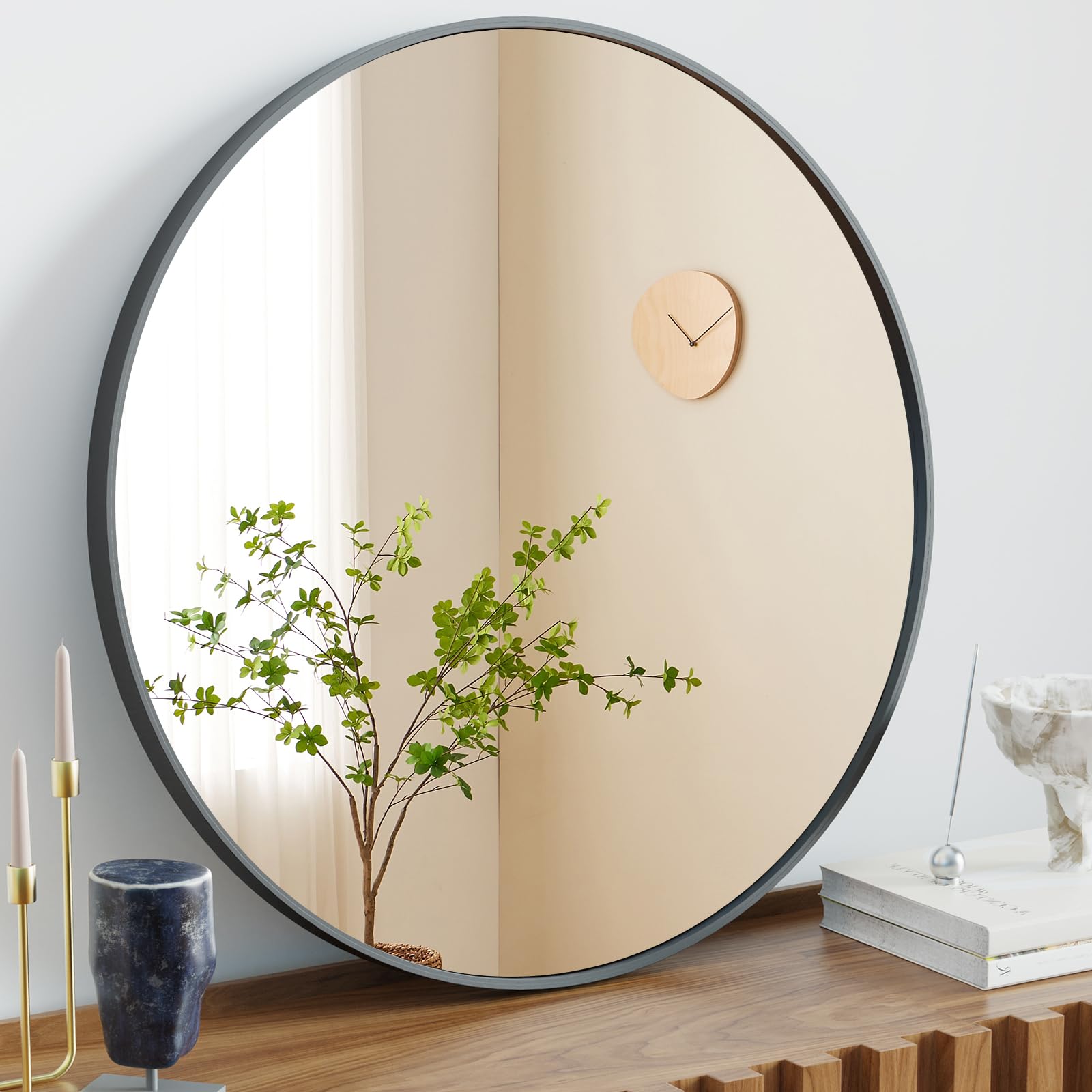 Sweetcrispy 24"x36" Arched Black Bathroom Mirrors for Wall | Bathroom Mirrors for Over Sink, Metal Framed with HD Shatter-Proof Glass for Entryway, Bedroom, Home Decor