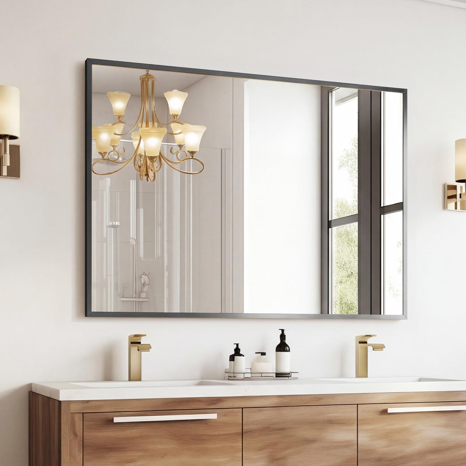 Sweetcrispy 24"x36" Arched Black Bathroom Mirrors for Wall | Bathroom Mirrors for Over Sink, Metal Framed with HD Shatter-Proof Glass for Entryway, Bedroom, Home Decor