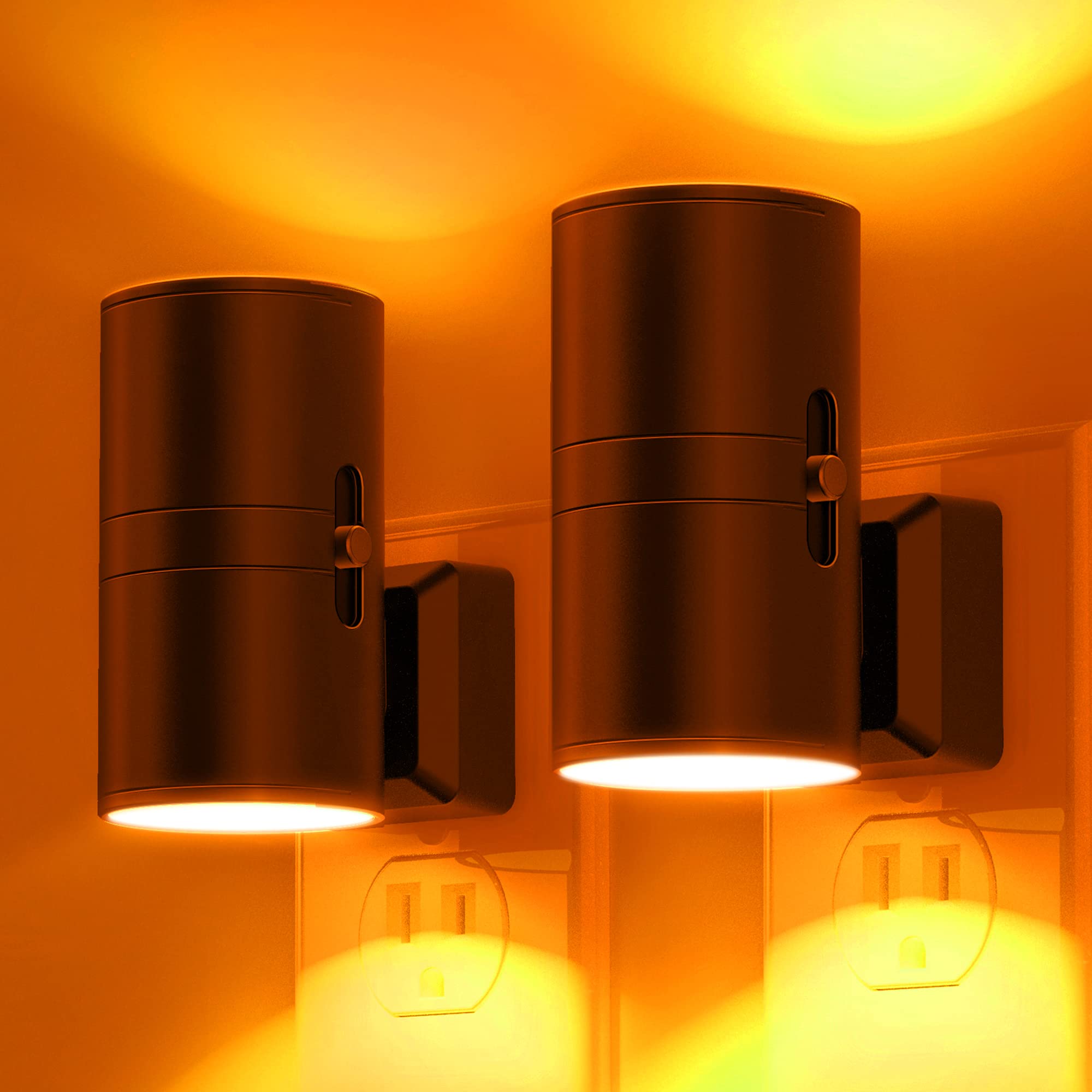 L LOHAS LED Night Light Plug in, Modern Night Lights Plug into Wall, Dusk to Dawn Sensor, Soft White 3000K, 0-100LM Adjustable Brightness, Dimmable Night Lights for Hallway Bedroom Stairway, 2 Pack