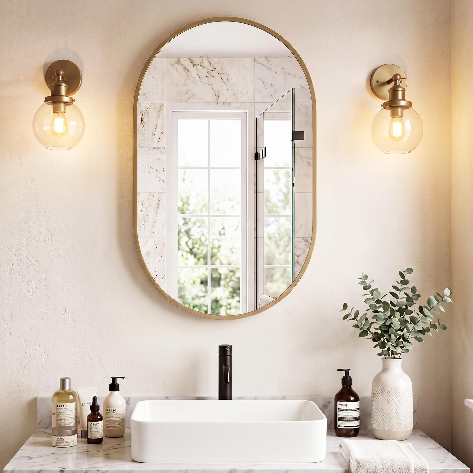Sweetcrispy 24"x36" Arched Black Bathroom Mirrors for Wall | Bathroom Mirrors for Over Sink, Metal Framed with HD Shatter-Proof Glass for Entryway, Bedroom, Home Decor