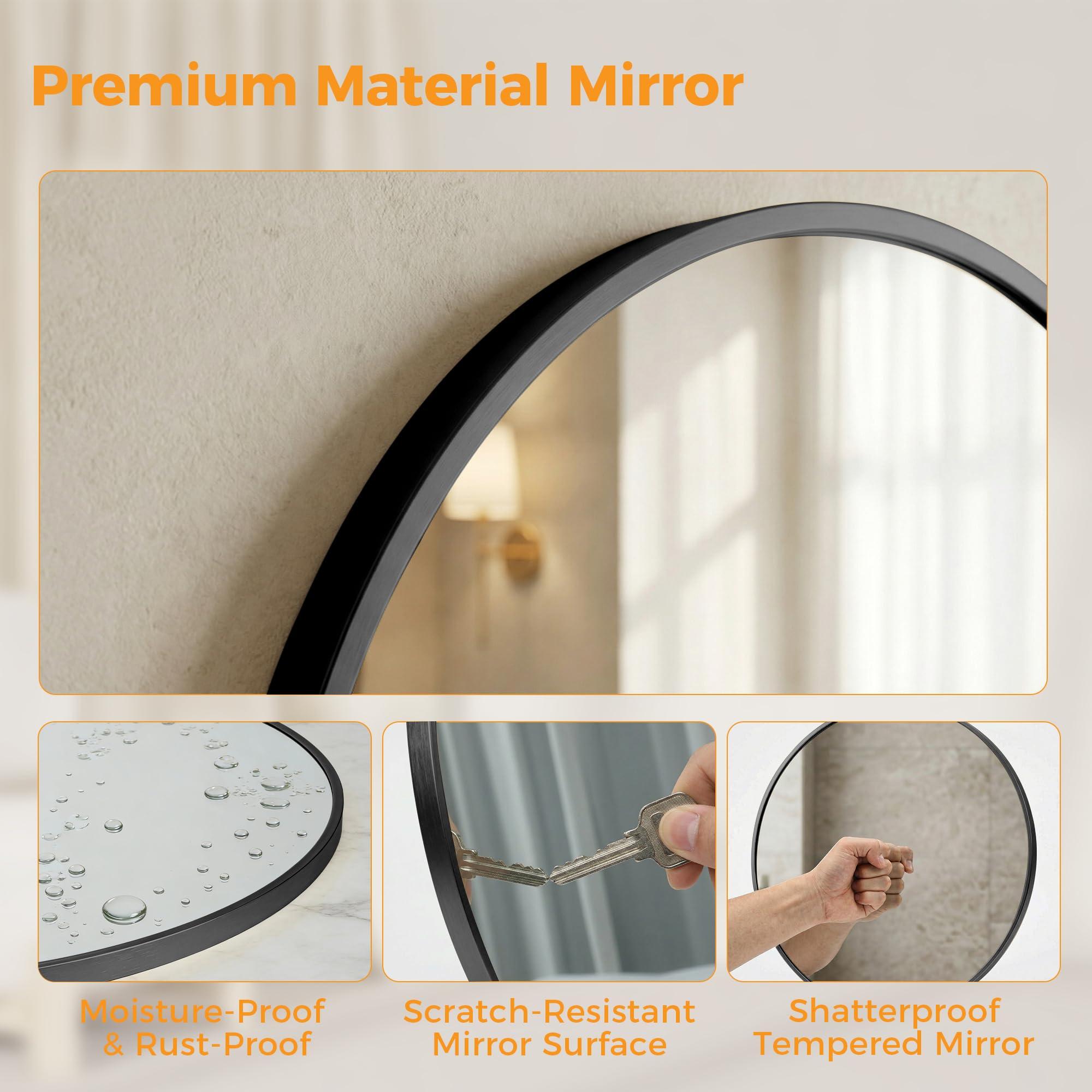 Sweetcrispy 24"x36" Arched Black Bathroom Mirrors for Wall | Bathroom Mirrors for Over Sink, Metal Framed with HD Shatter-Proof Glass for Entryway, Bedroom, Home Decor