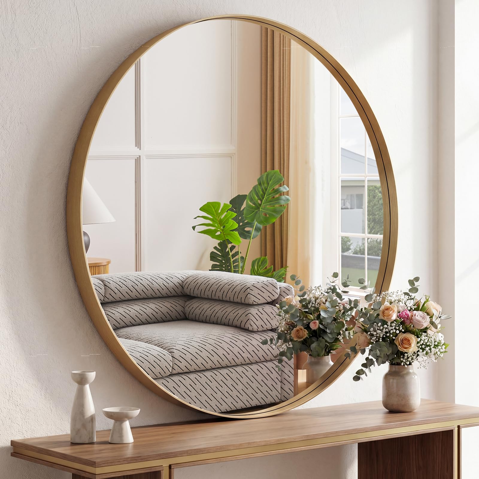 Sweetcrispy 24"x36" Arched Black Bathroom Mirrors for Wall | Bathroom Mirrors for Over Sink, Metal Framed with HD Shatter-Proof Glass for Entryway, Bedroom, Home Decor