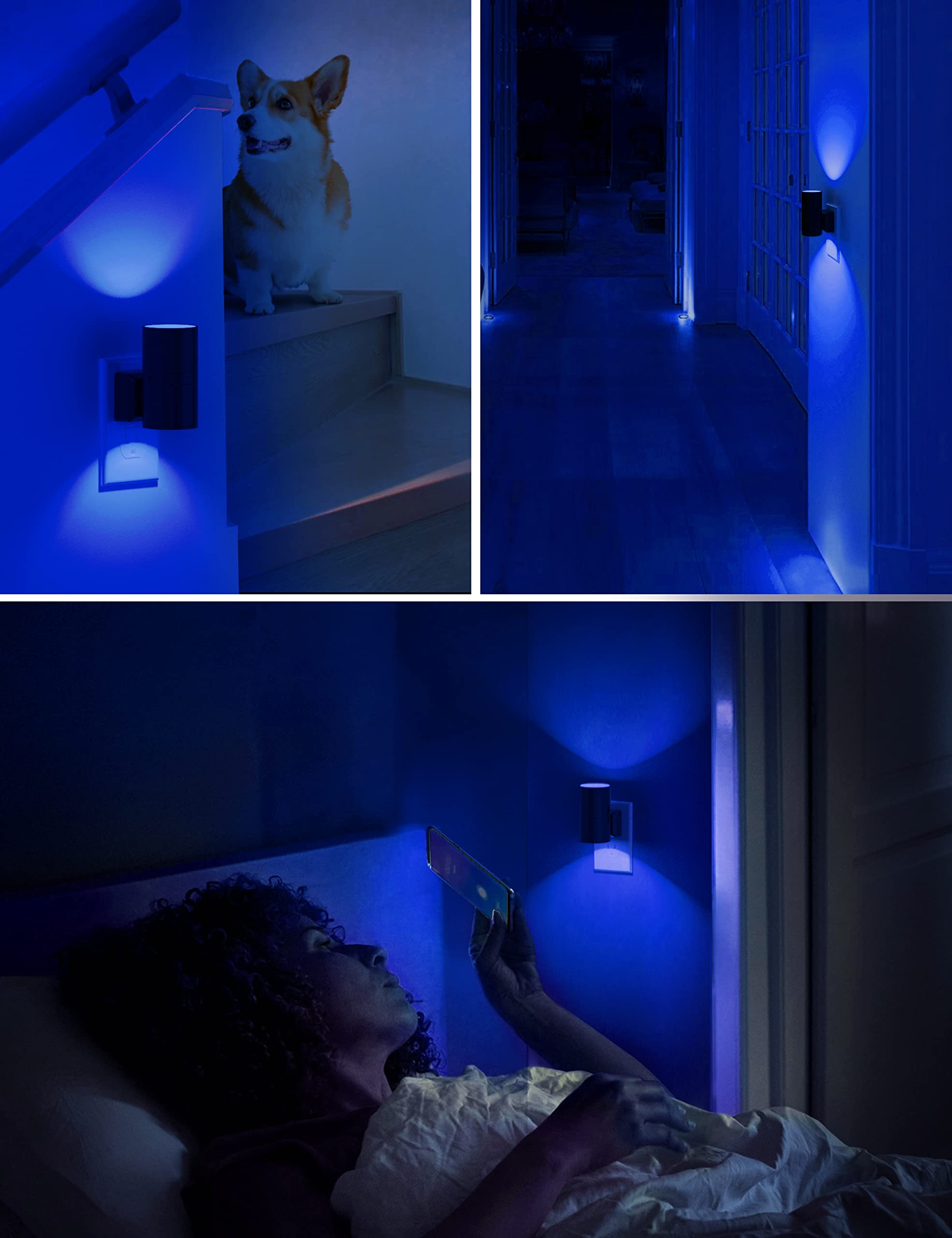 L LOHAS LED Night Light Plug in, Modern Night Lights Plug into Wall, Dusk to Dawn Sensor, Soft White 3000K, 0-100LM Adjustable Brightness, Dimmable Night Lights for Hallway Bedroom Stairway, 2 Pack