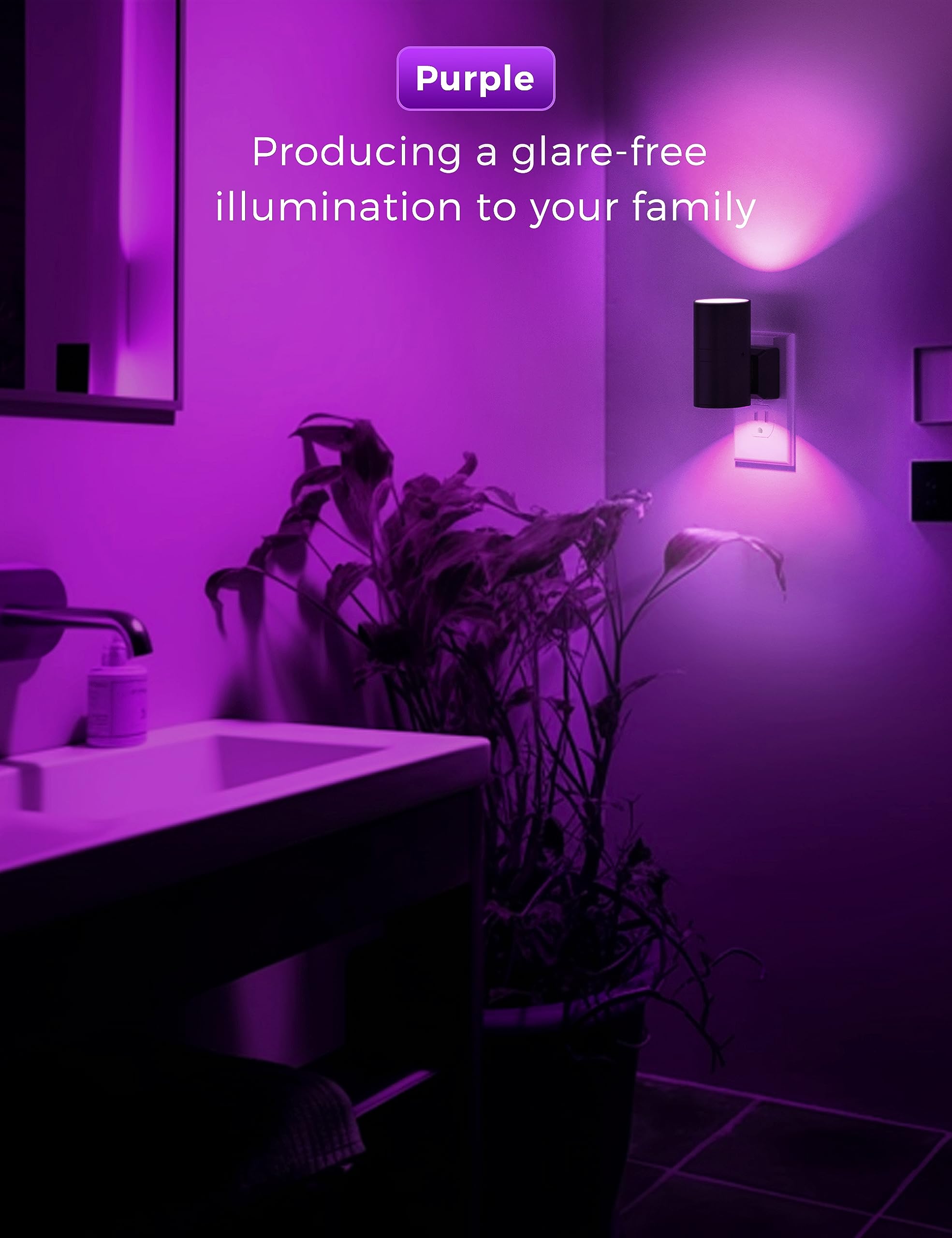 L LOHAS LED Night Light Plug in, Modern Night Lights Plug into Wall, Dusk to Dawn Sensor, Soft White 3000K, 0-100LM Adjustable Brightness, Dimmable Night Lights for Hallway Bedroom Stairway, 2 Pack