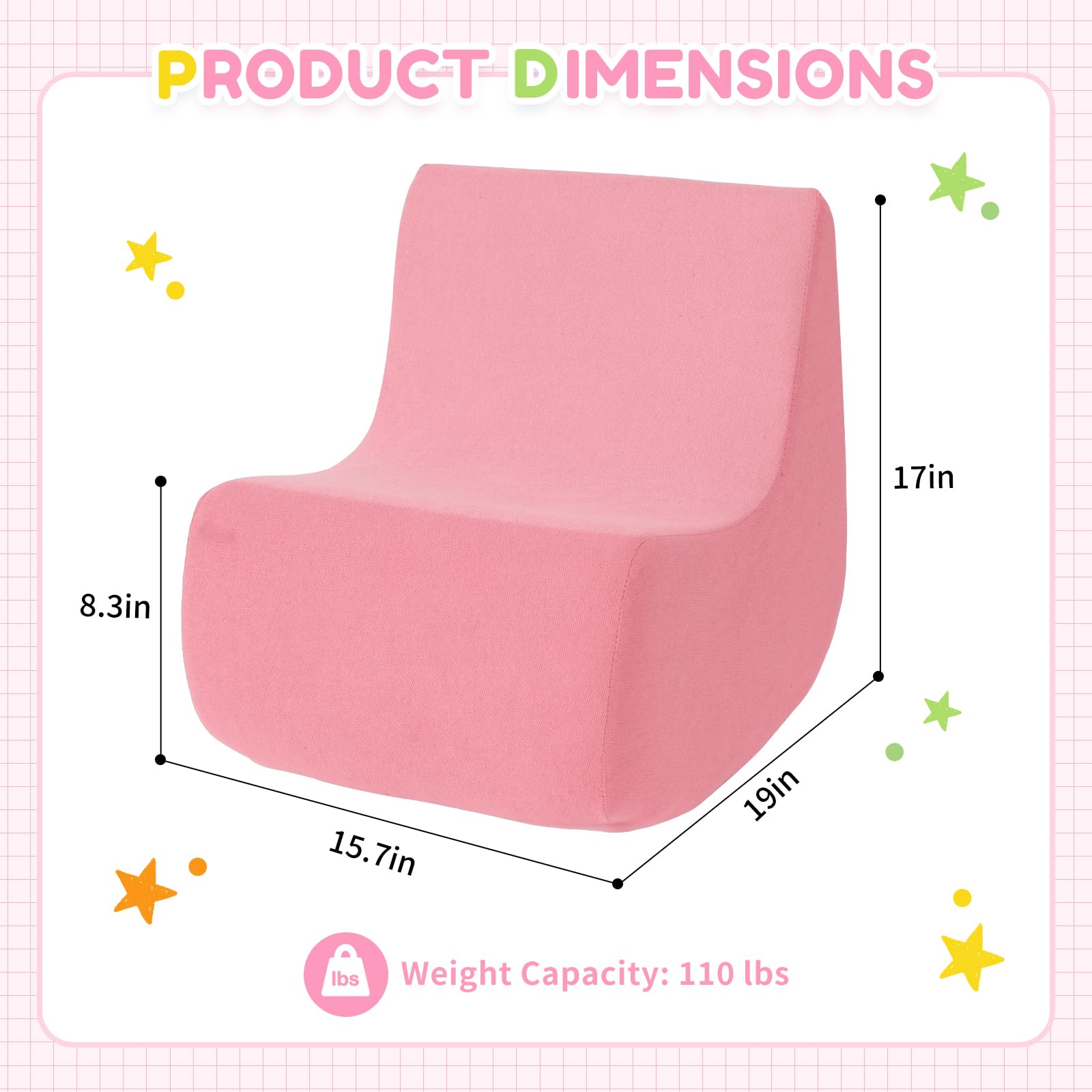 Toddler Chair, Comfy Kids Sofa Chair for Playroom, Supportive Toddler Couch for Boys and Girls with Washable Cover, Small Kids Furniture Sofa for Baby Gift (L-Shape-Blue)