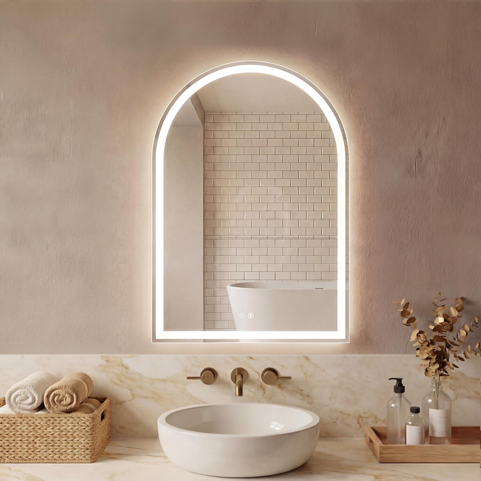 Sweetcrispy 24"x36" Arched Black Bathroom Mirrors for Wall | Bathroom Mirrors for Over Sink, Metal Framed with HD Shatter-Proof Glass for Entryway, Bedroom, Home Decor