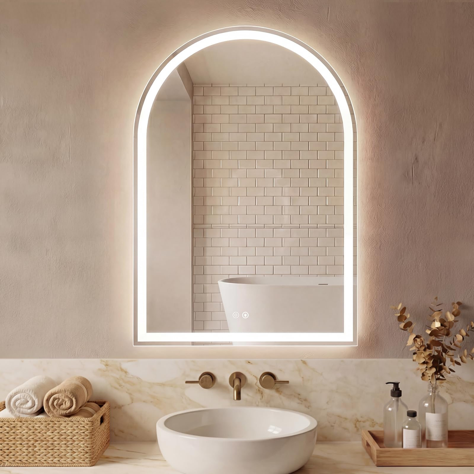 Sweetcrispy 24"x36" Arched Black Bathroom Mirrors for Wall | Bathroom Mirrors for Over Sink, Metal Framed with HD Shatter-Proof Glass for Entryway, Bedroom, Home Decor