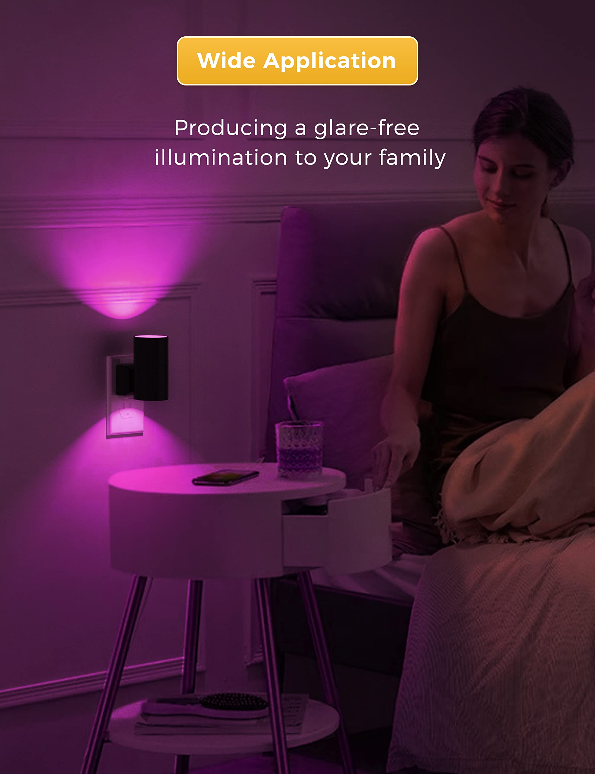 L LOHAS LED Night Light Plug in, Modern Night Lights Plug into Wall, Dusk to Dawn Sensor, Soft White 3000K, 0-100LM Adjustable Brightness, Dimmable Night Lights for Hallway Bedroom Stairway, 2 Pack