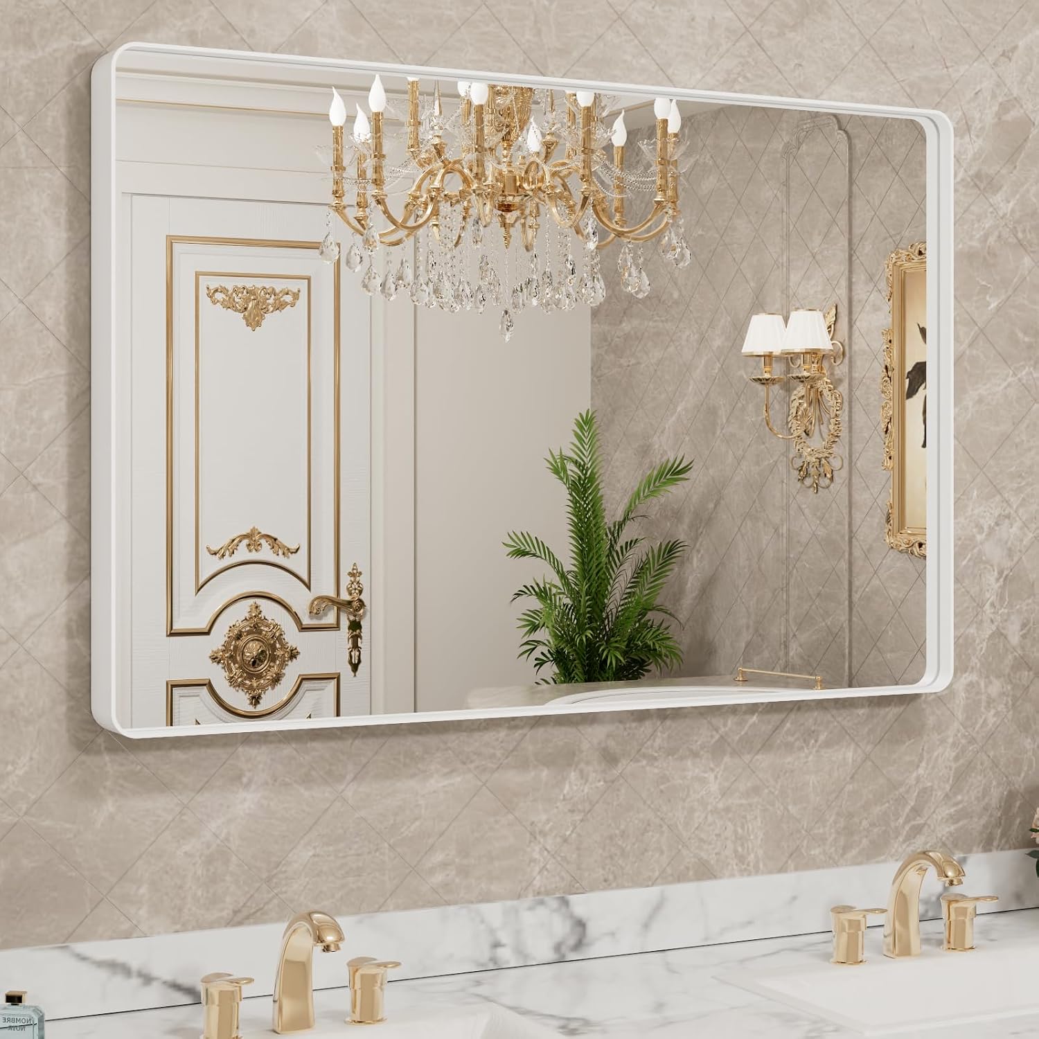 LOAAO Black Metal Framed Bathroom Mirror for Wall, 22X30 Inch Rounded Rectangle Mirror, Matte Black Bathroom Vanity Mirror Farmhouse, Anti-Rust, Hangs Horizontally or Vertically