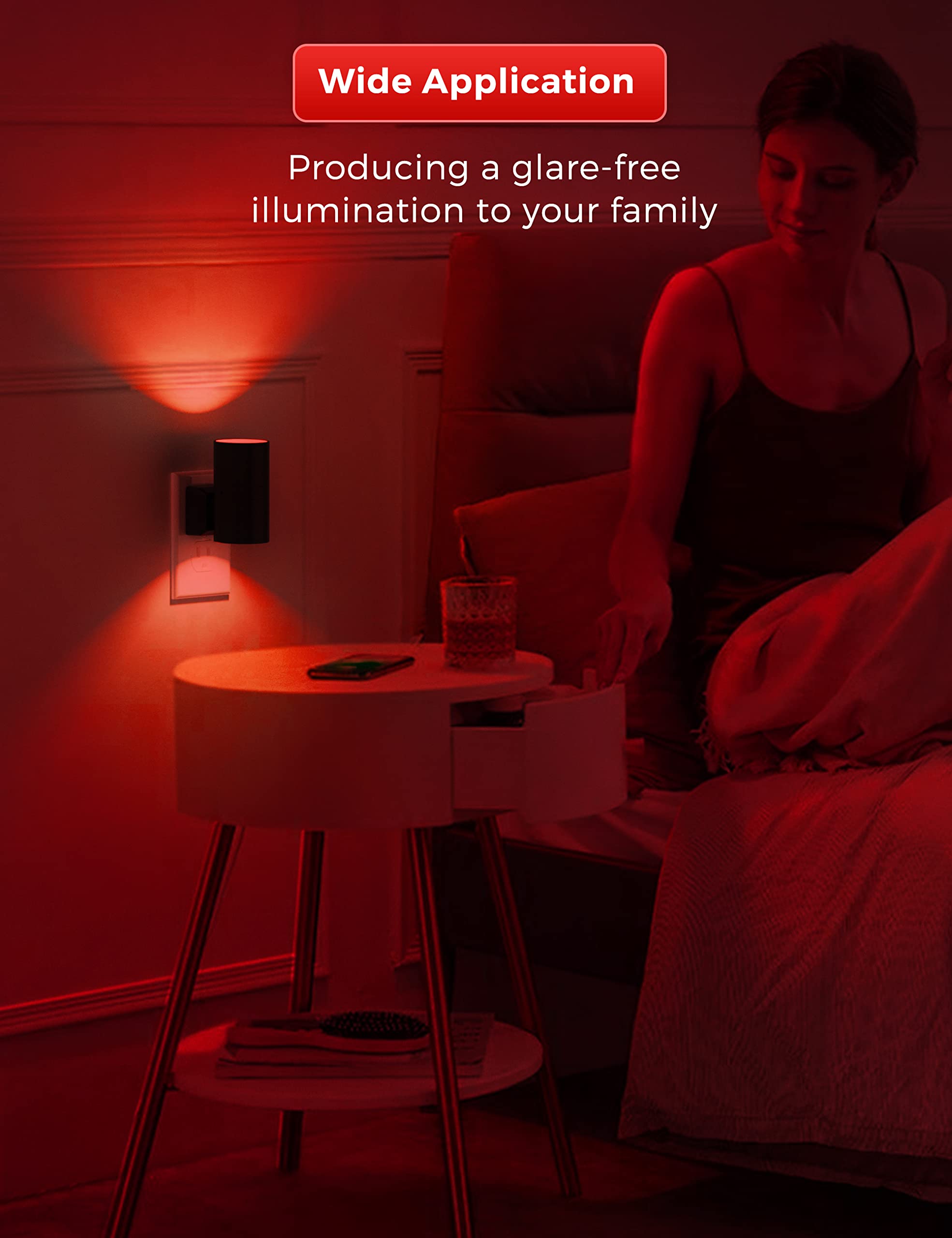 L LOHAS LED Night Light Plug in, Modern Night Lights Plug into Wall, Dusk to Dawn Sensor, Soft White 3000K, 0-100LM Adjustable Brightness, Dimmable Night Lights for Hallway Bedroom Stairway, 2 Pack