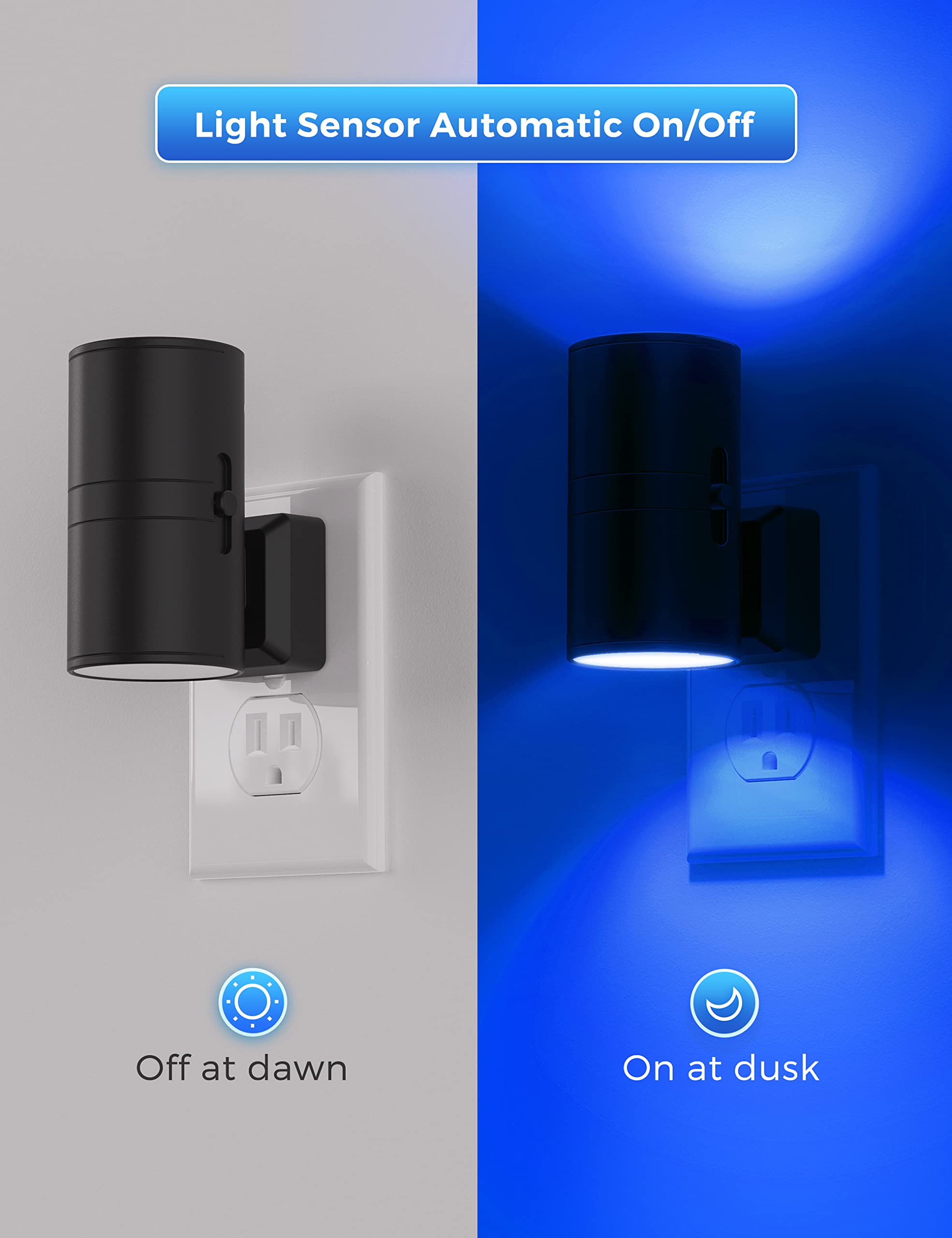 L LOHAS LED Night Light Plug in, Modern Night Lights Plug into Wall, Dusk to Dawn Sensor, Soft White 3000K, 0-100LM Adjustable Brightness, Dimmable Night Lights for Hallway Bedroom Stairway, 2 Pack