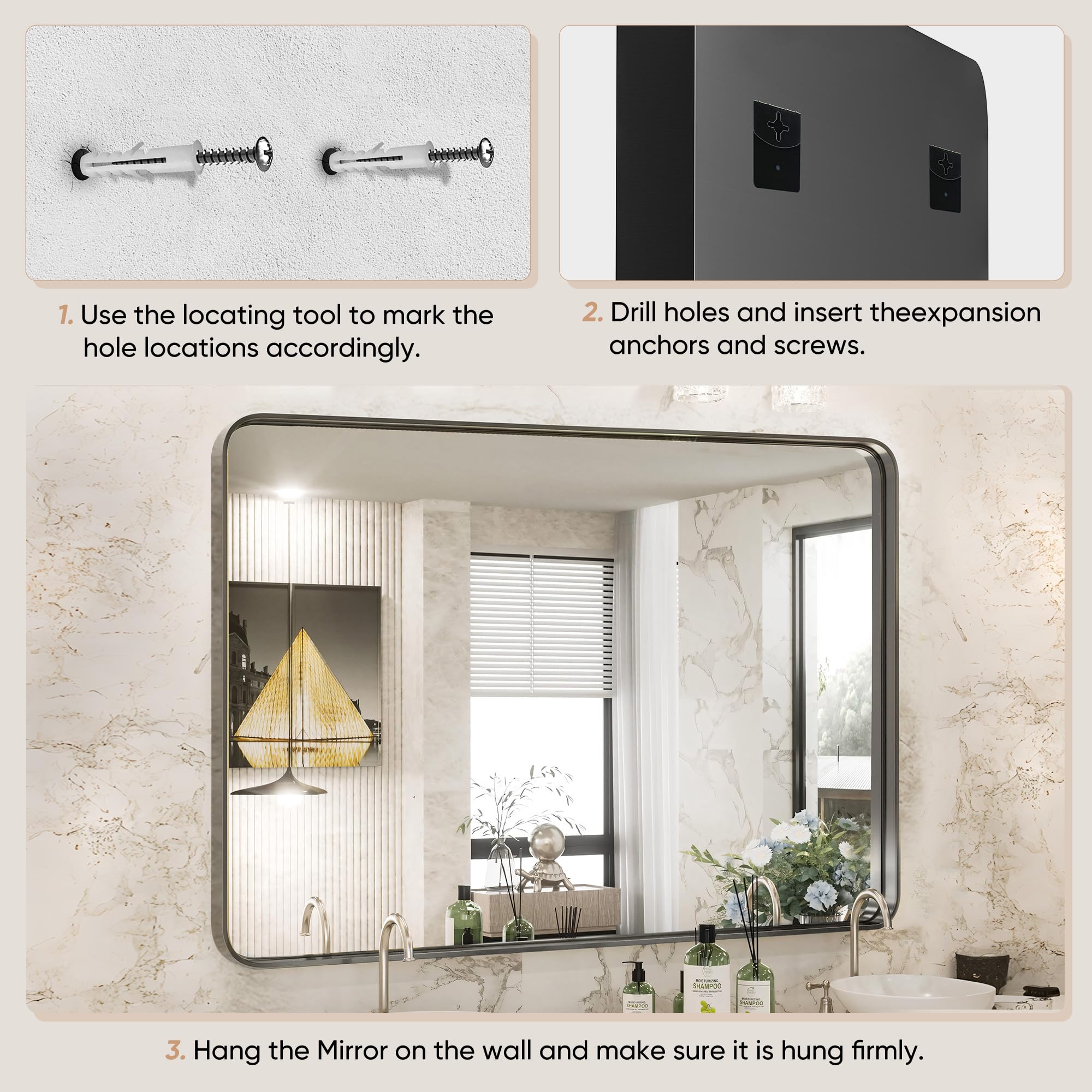 Sweetcrispy 24"x36" Arched Black Bathroom Mirrors for Wall | Bathroom Mirrors for Over Sink, Metal Framed with HD Shatter-Proof Glass for Entryway, Bedroom, Home Decor
