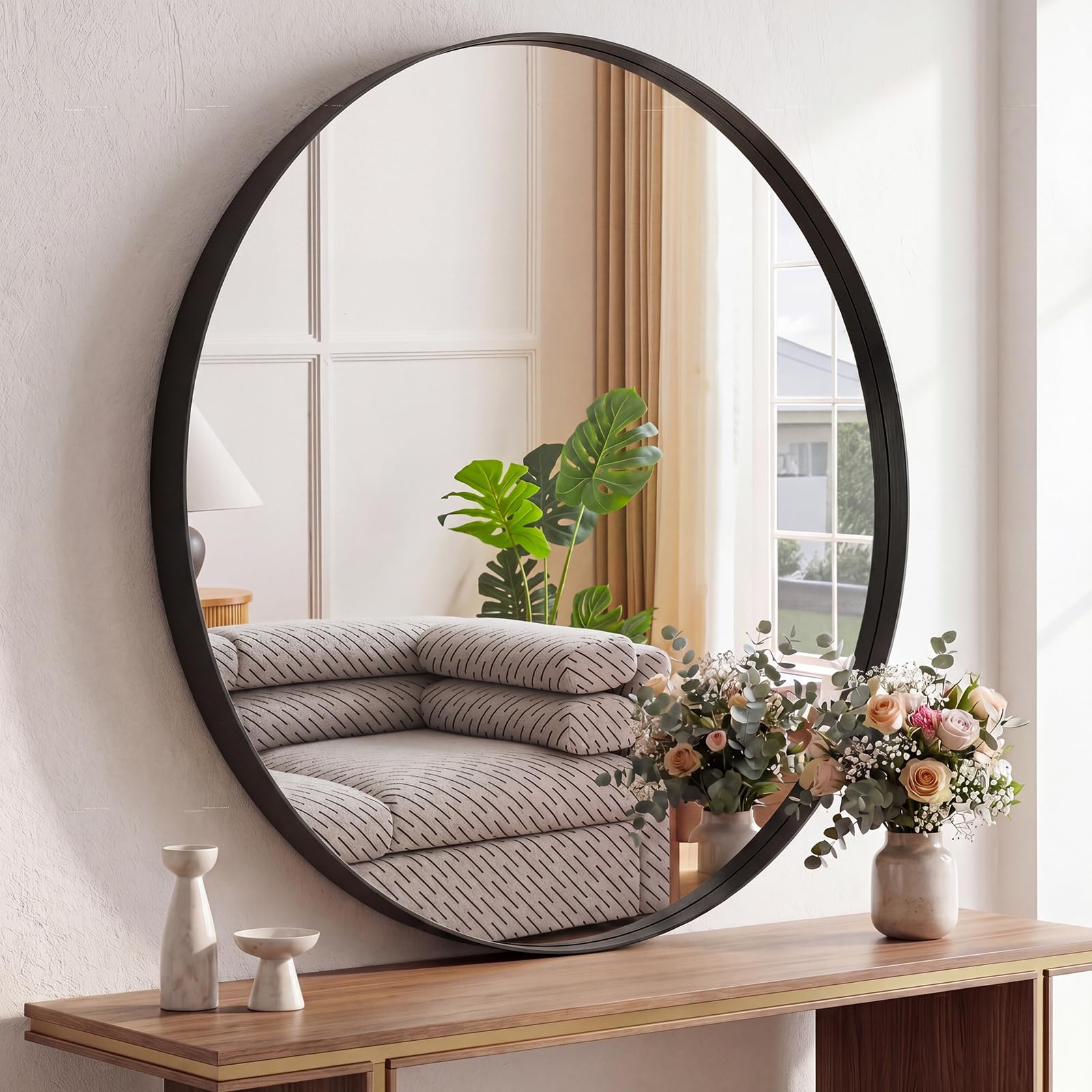 Sweetcrispy 24"x36" Arched Black Bathroom Mirrors for Wall | Bathroom Mirrors for Over Sink, Metal Framed with HD Shatter-Proof Glass for Entryway, Bedroom, Home Decor