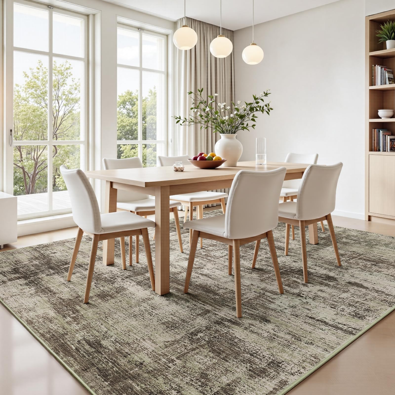 Lofus 8x10 Area Rug for Living Room, Gold Abstract Large Rugs with Non-Slip Backing, Neutral Modern Washable Carpet for Bedroom Dining Room Home Office Nursery Indoor