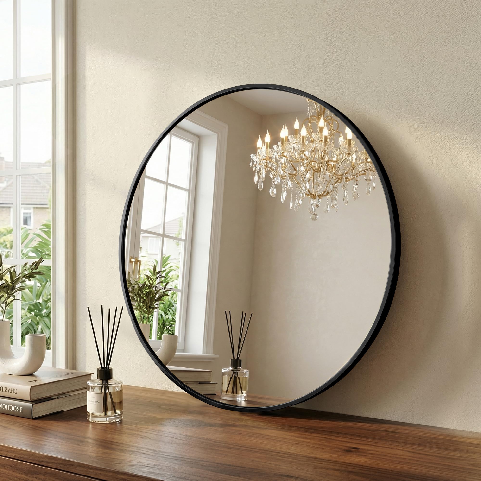 Sweetcrispy 24"x36" Arched Black Bathroom Mirrors for Wall | Bathroom Mirrors for Over Sink, Metal Framed with HD Shatter-Proof Glass for Entryway, Bedroom, Home Decor